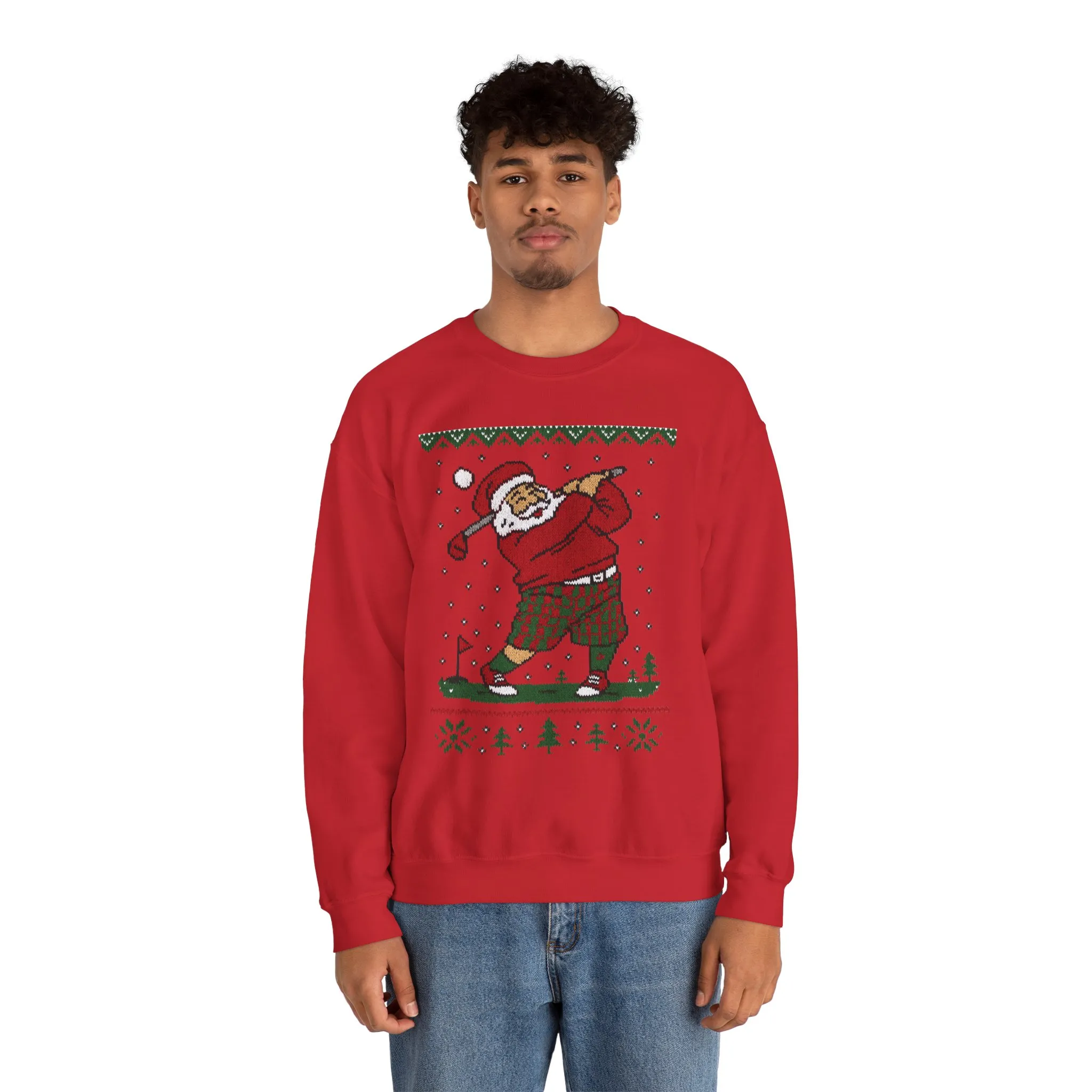 Golfing Santa Christmas Sweatshirt, Funny Golf Lover Holiday Jumper, Ugly Christmas Golf Sweater for Men - Image 26