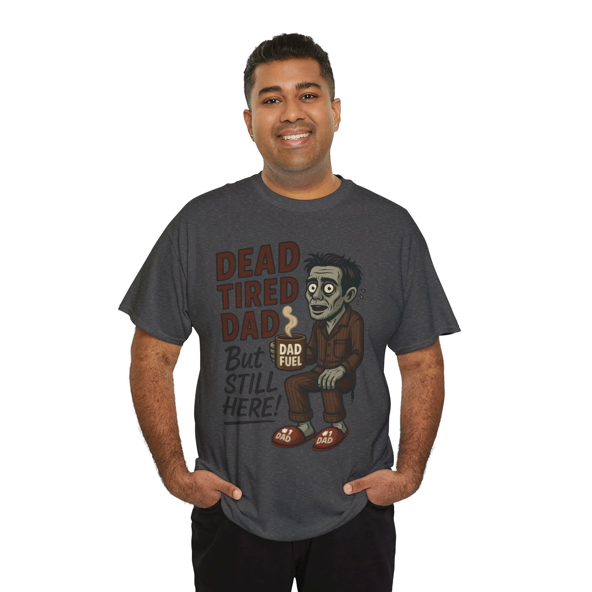 Dead Tired Dad Funny Zombie Coffee Men's T-Shirt, Father's Day Gift for Men, Dad Fuel Graphic Tee, Halloween Dad Tee - Image 18