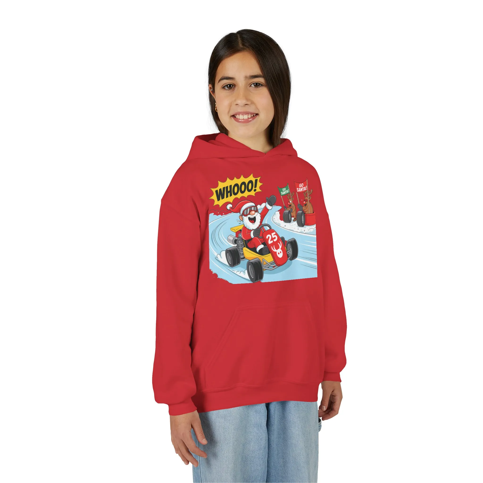 Go Santa Kart Racing Christmas Hoodie, Funny Santa - Reindeer Holiday Sweatshirt for Kids, Cute Christmas Jumper Youth Gift - Image 32