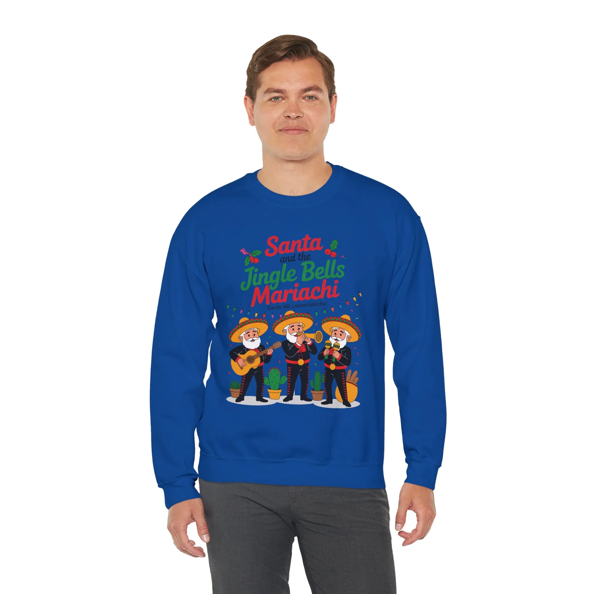 Santa and the Jingle Bells Mariachi Sweatshirt, Funny Mexican Christmas Jumper, Latin Holiday Fiesta Pullover - Image 21