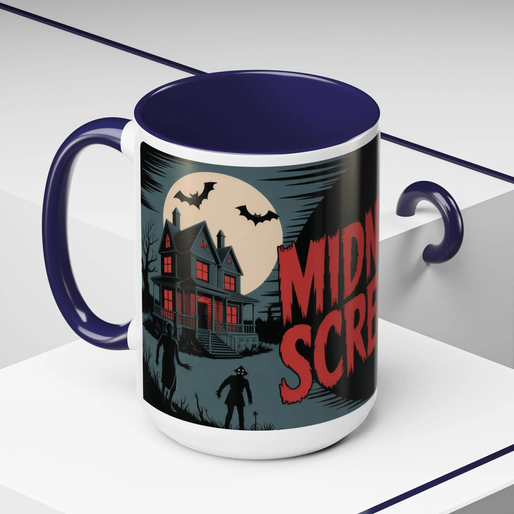 Midnight Screams Mug, Retro Horror Movie Poster Coffee Cup, Gothic Halloween Gift for Horror Lovers, Accent Coffee Mug (11, 15oz) - Image 10