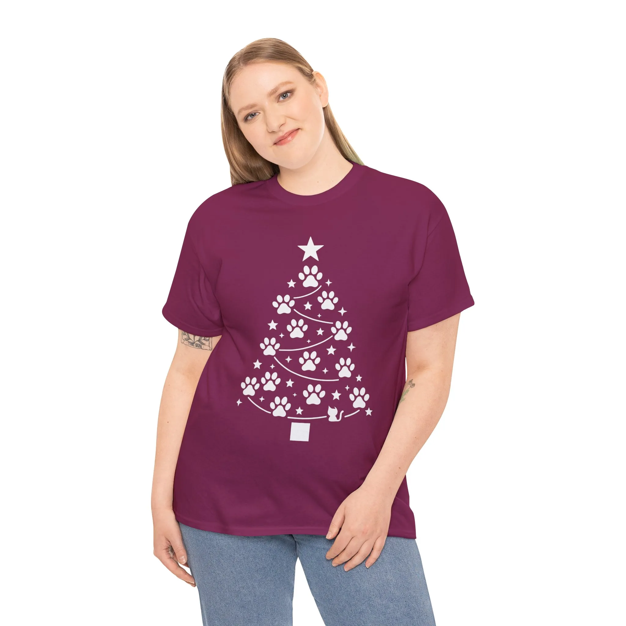 Paw Christmas Tree Women's T-Shirt, Pet Lover Holiday Tee - Image 21