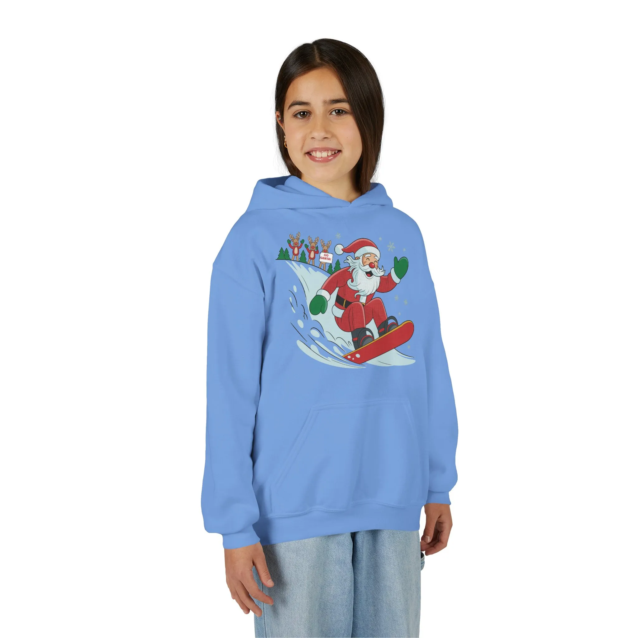Go Santa Snowboarding Christmas Hoodie, Funny Santa - Reindeer Holiday Hoodie for Kids, Cute Winter Sports Christmas Sweatshirt - Image 20