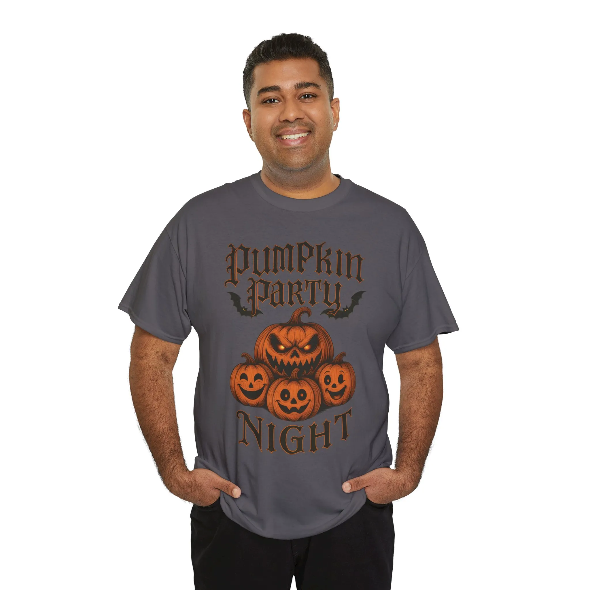 Pumpkin Party Night Men's Halloween T-Shirt, Scary Jack-O-Lantern Pumpkin Graphic Tee for Him - Image 24