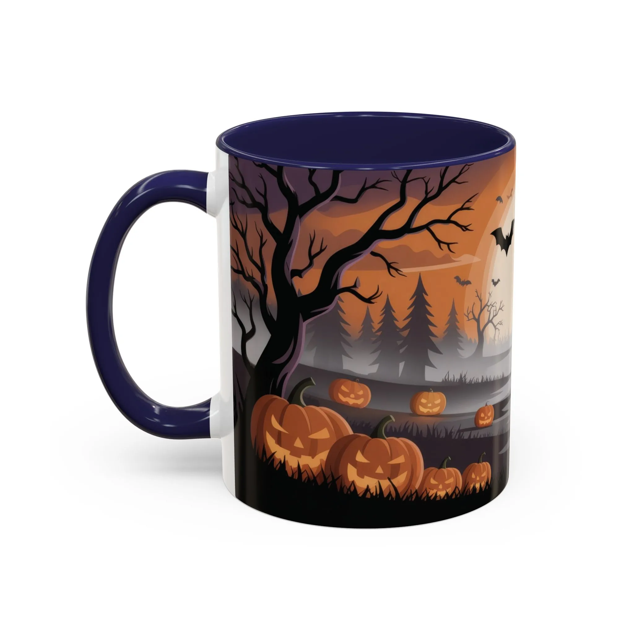 Halloween Pumpkin Forest Mug, Spooky Sunset Landscape Coffee Cup, Gothic Fall Gift for Her - Him, Accent Coffee Mug (11, 15oz) - Image 8