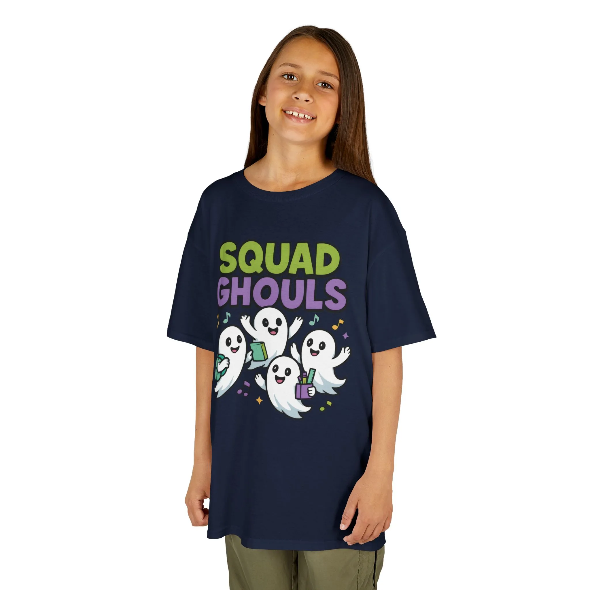 Kids Squad Ghouls T-Shirt, Cute Ghost Friends School Shirt, Halloween Back to School Tee for Boys & Girls - Image 14