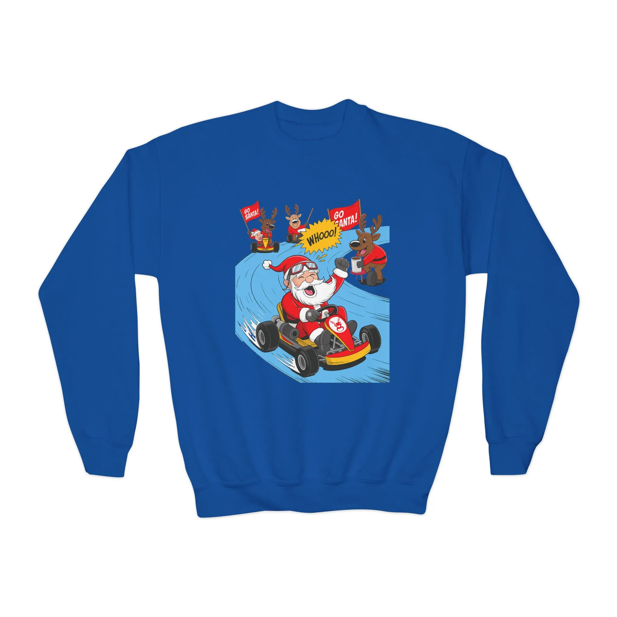 Go Santa Kart Racing Christmas Sweatshirt, Funny Santa - Reindeer Holiday Sweatshirt for Kids, Cute Christmas Jumper, Youth Xmas Gift - Image 10
