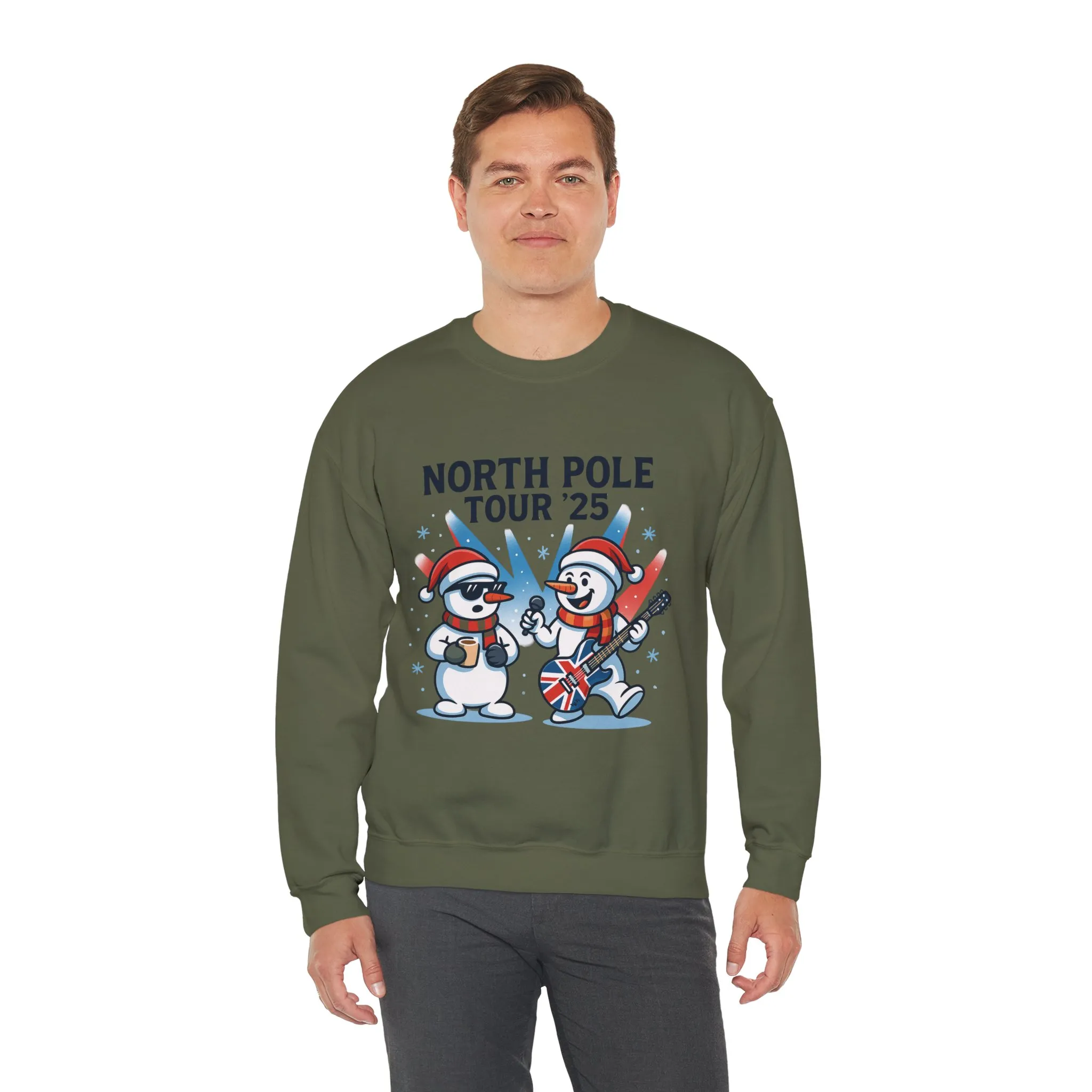 North Pole Tour 25 Men's Christmas Sweatshirt, Funny Rock Band Holiday Jumper - Image 12