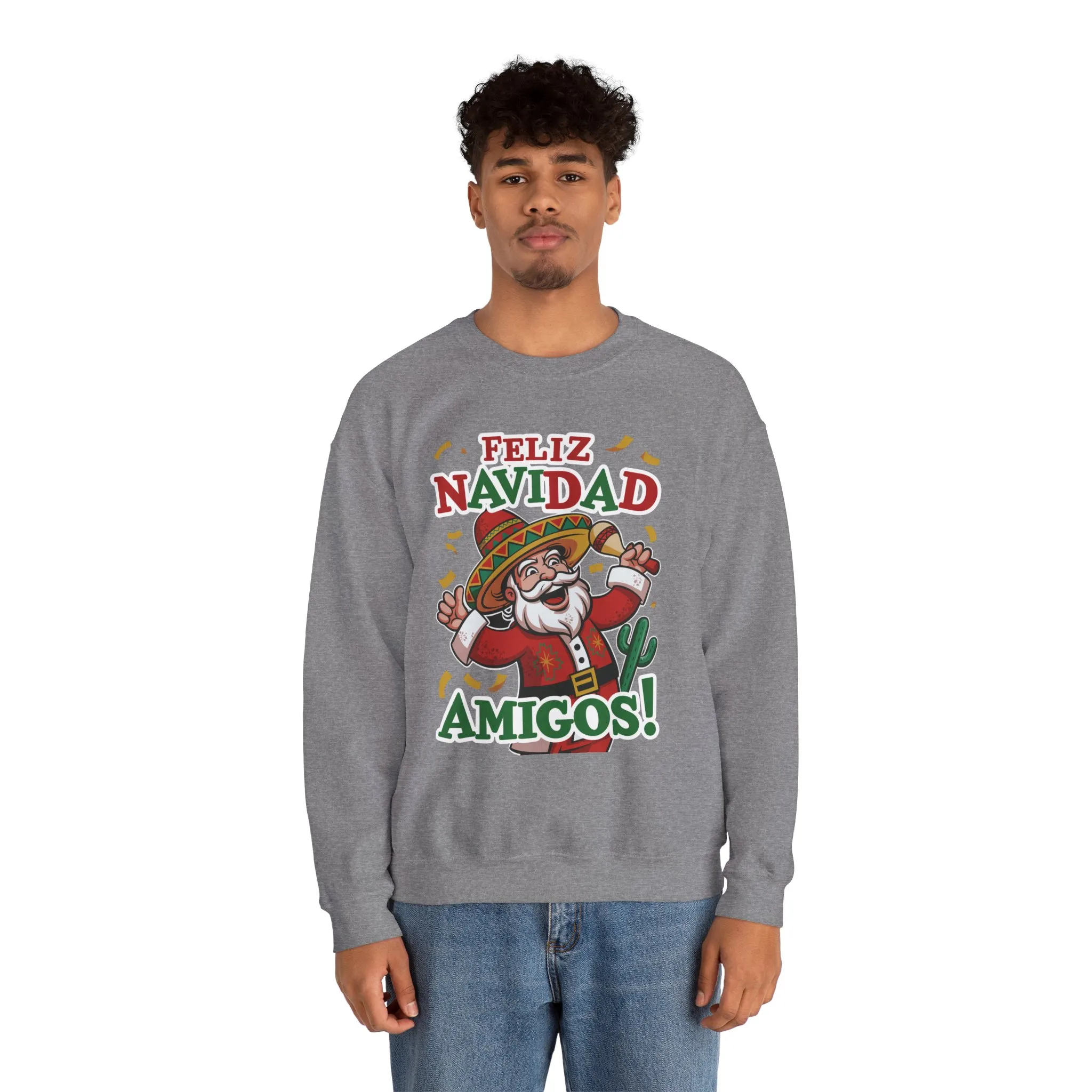 Feliz Navidad Amigos Sweatshirt, Funny Mexican Santa Christmas Jumper, Latin Holiday Fiesta Pullover - Image 14