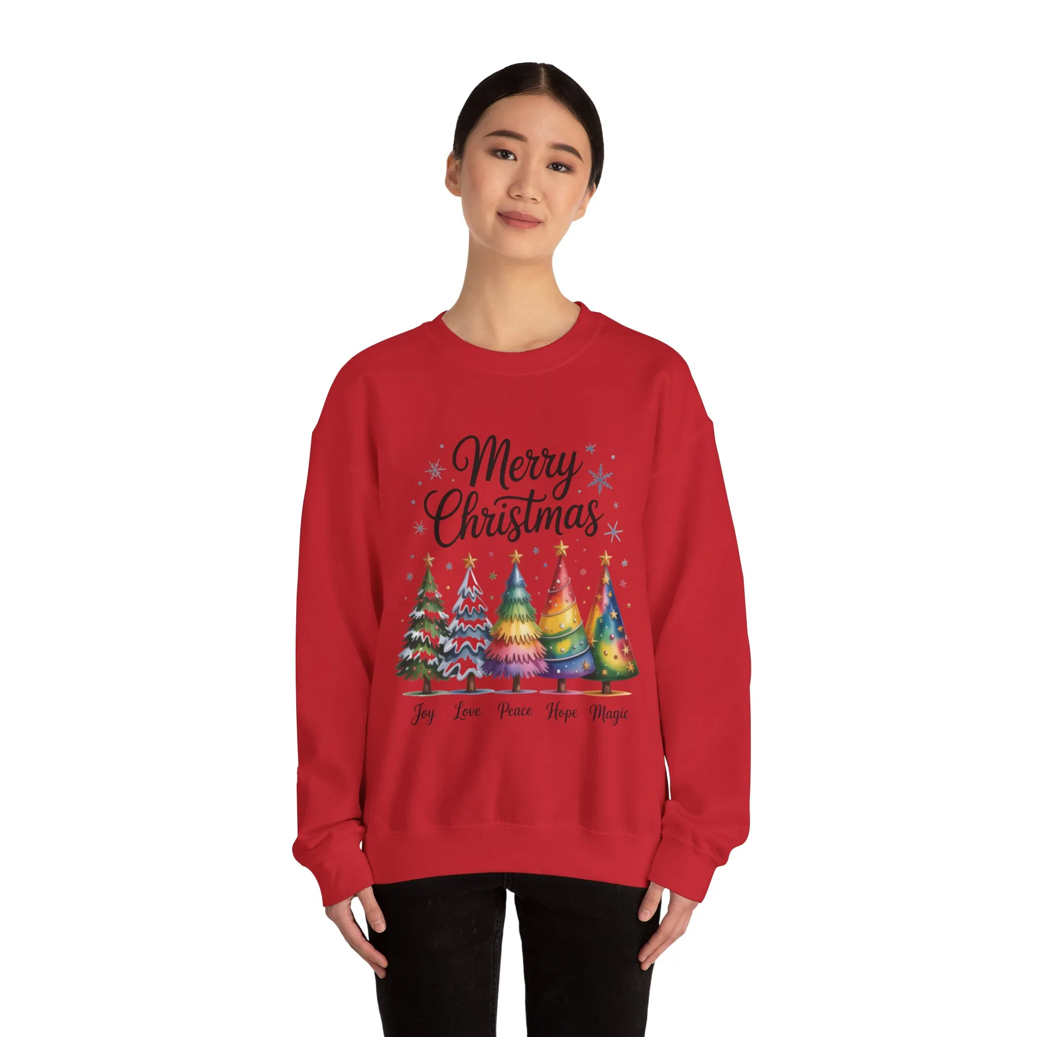 Merry Christmas Women's Sweatshirt, Joy Love Peace Hope Magic Pullover, Women's Heavy Blend™ Crewneck Sweatshirt - Image 23