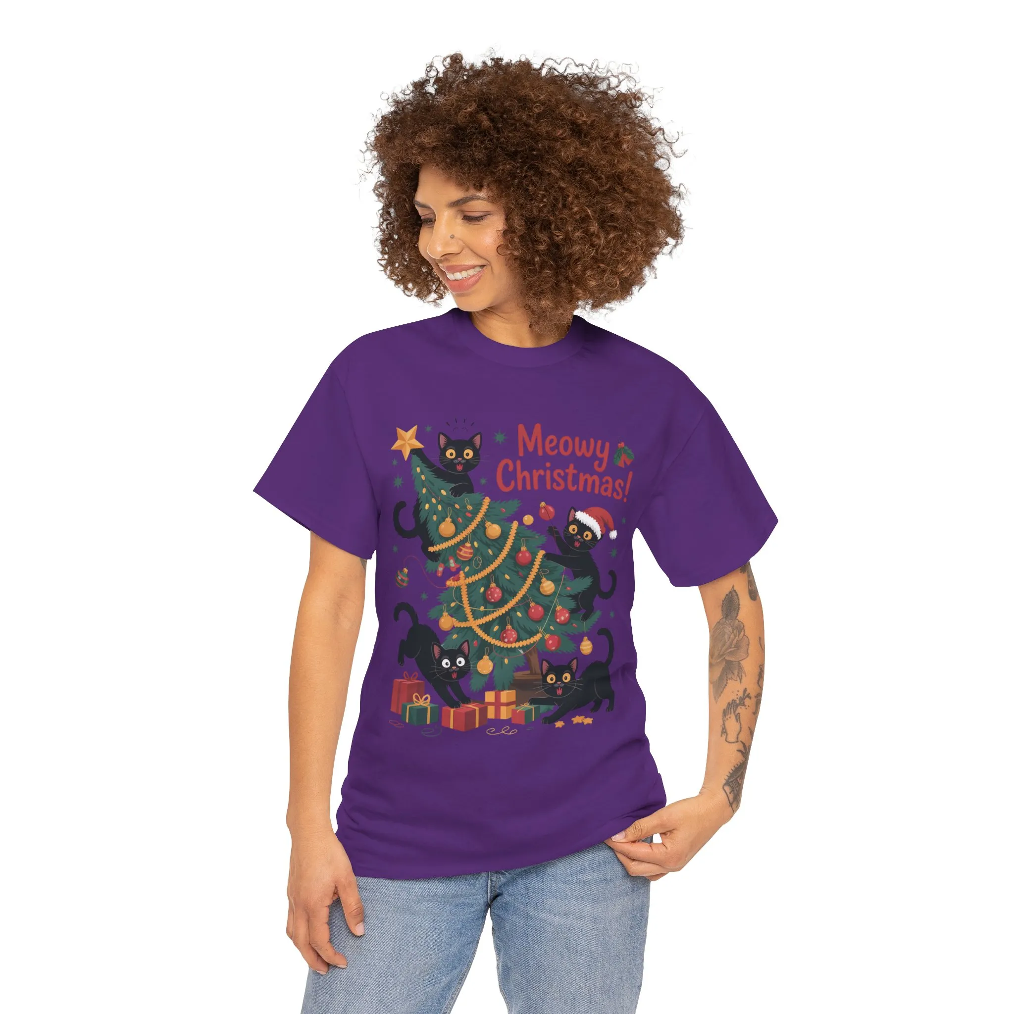 Funny Black Cats Christmas Tree T-Shirt, Cute Cat Lover Holiday Tee, Christmas Cat Chaos Shirt for Women - Image 23