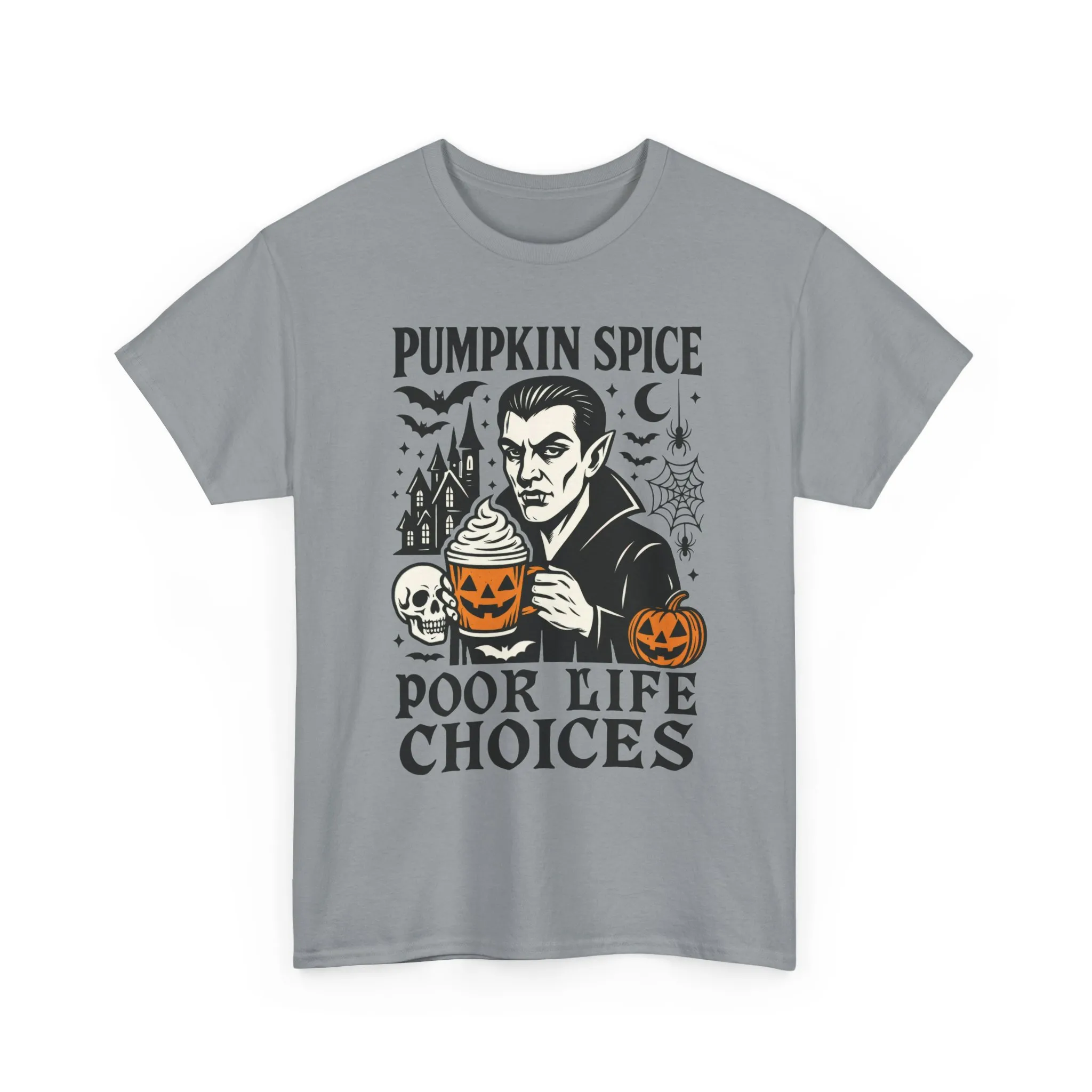 Pumpkin Spice Poor Life Choices Men's T-Shirt, Funny Vampire Coffee Halloween Graphic Tee - Image 10