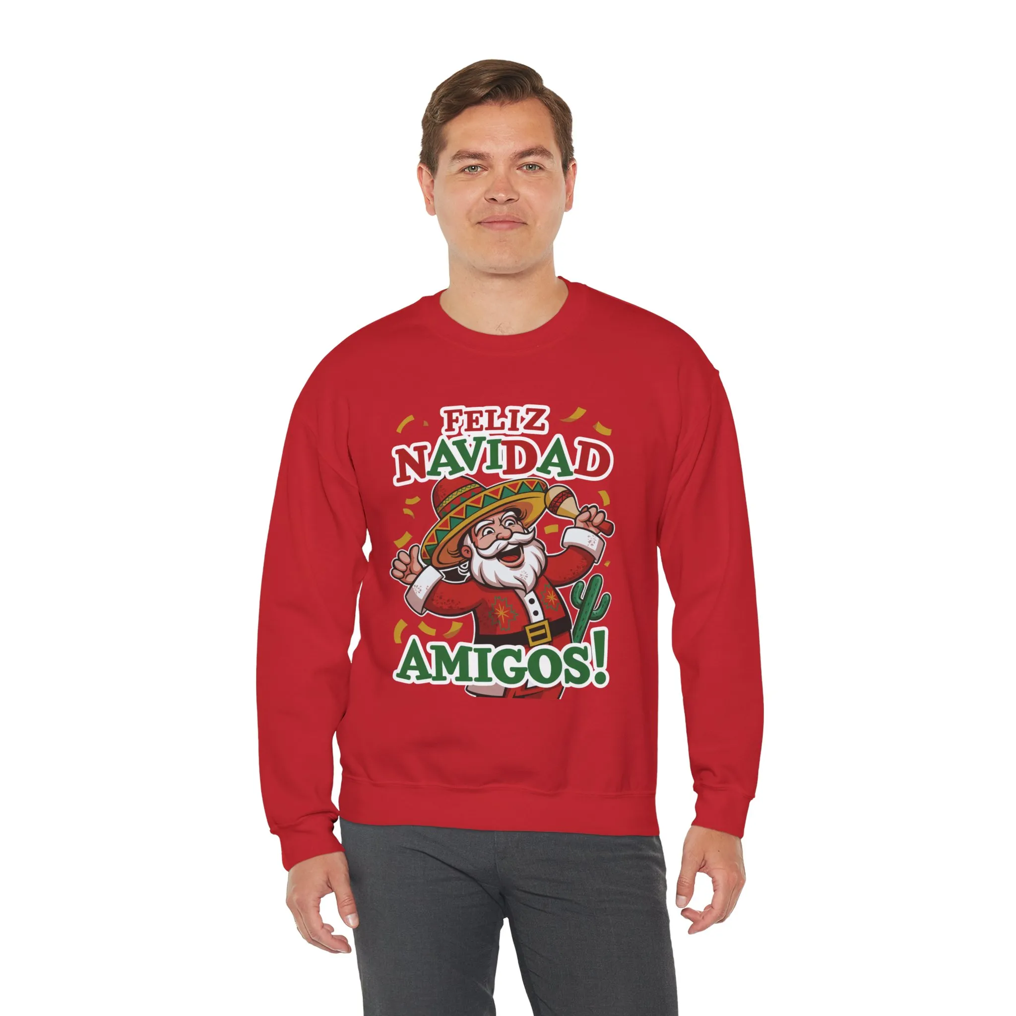 Feliz Navidad Amigos Sweatshirt, Funny Mexican Santa Christmas Jumper, Latin Holiday Fiesta Pullover - Image 27