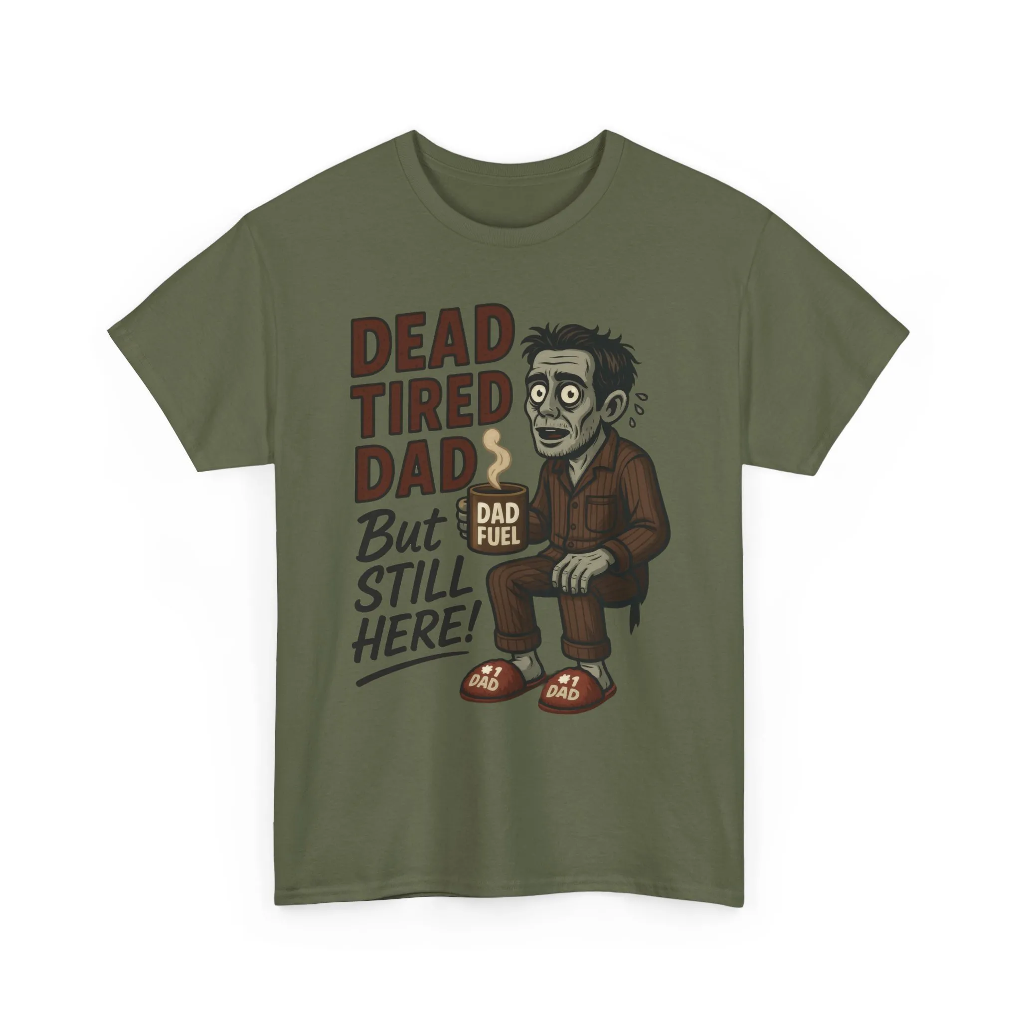 Dead Tired Dad Funny Zombie Coffee Men's T-Shirt, Father's Day Gift for Men, Dad Fuel Graphic Tee, Halloween Dad Tee - Image 10