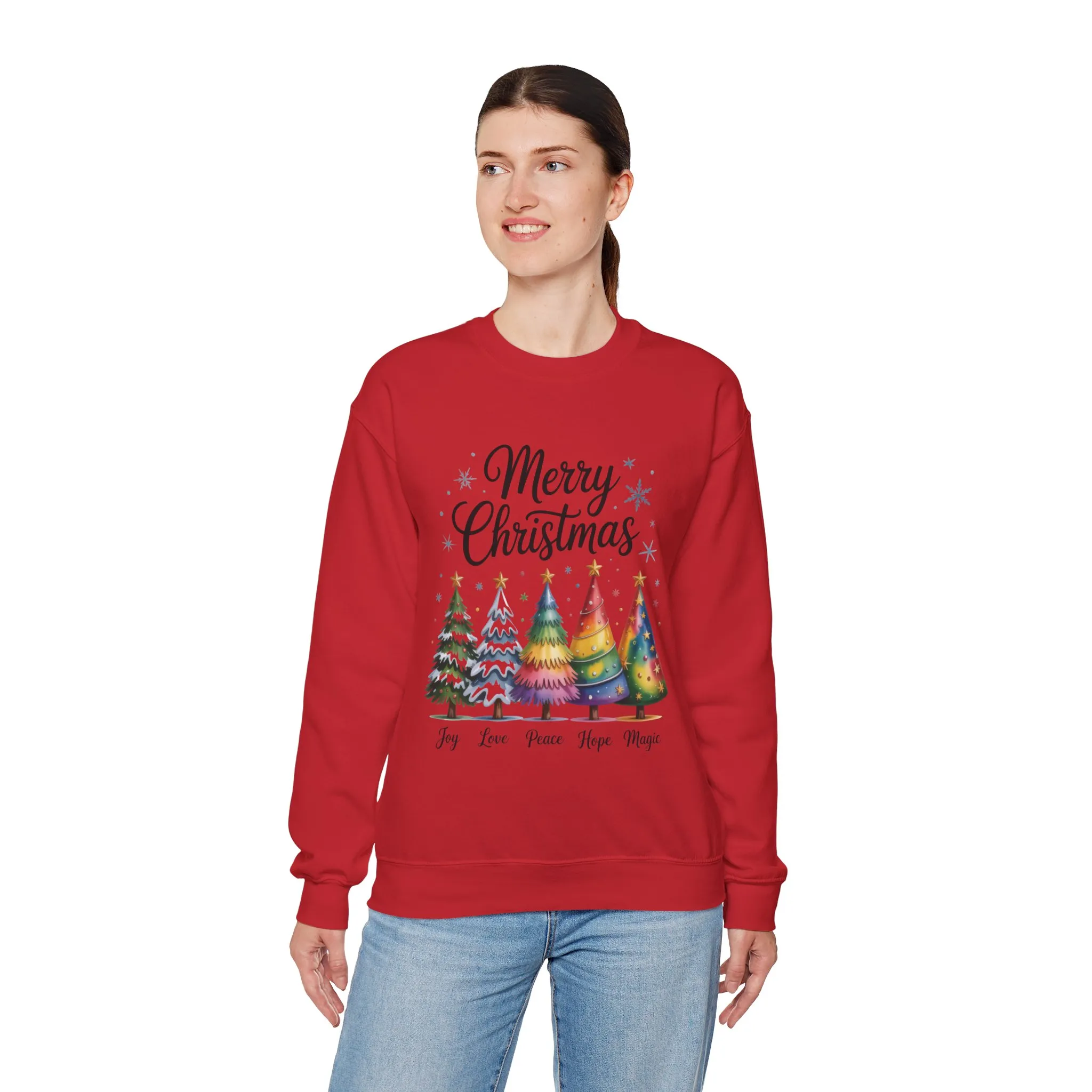 Merry Christmas Women's Sweatshirt, Joy Love Peace Hope Magic Pullover, Women's Heavy Blend™ Crewneck Sweatshirt - Image 24