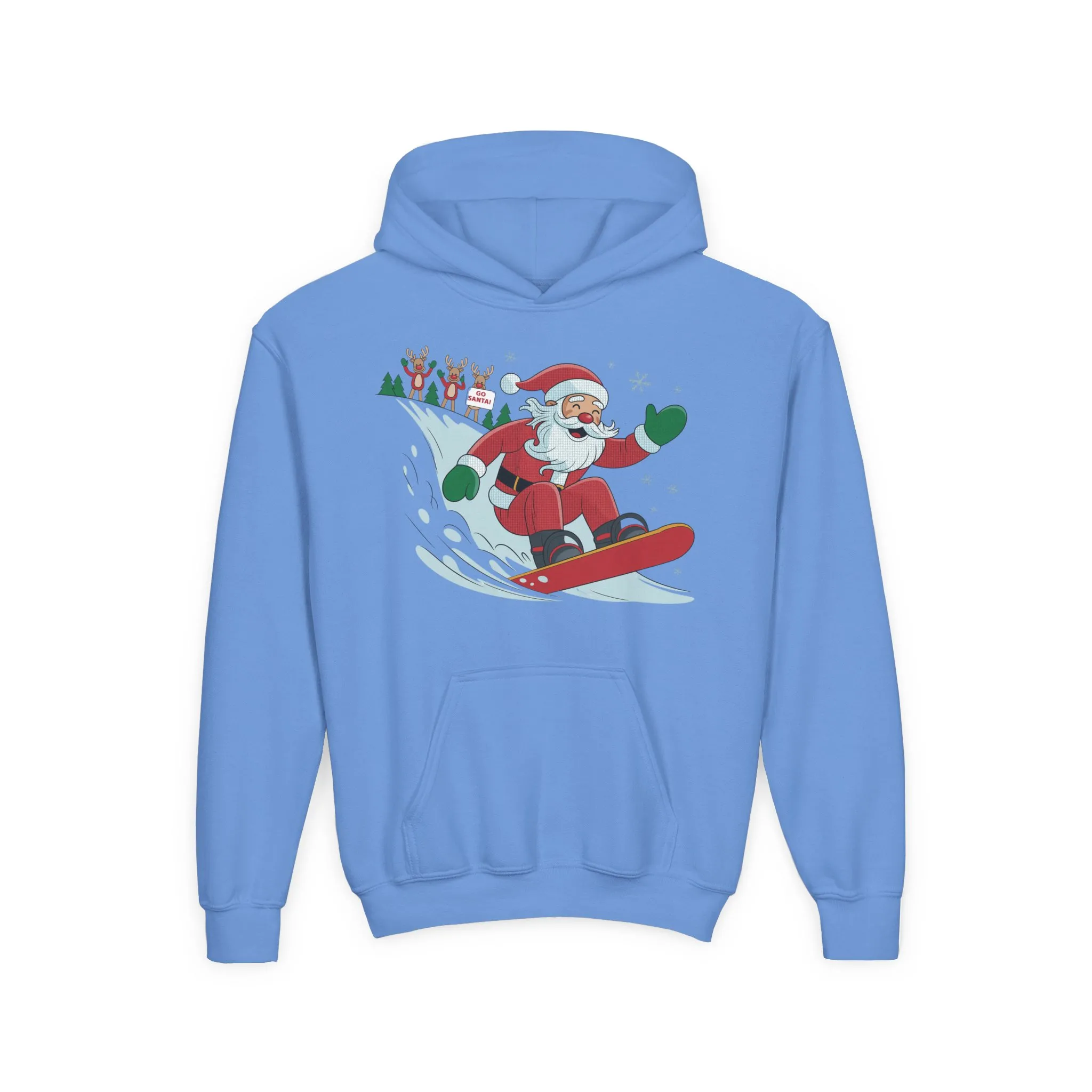 Go Santa Snowboarding Christmas Hoodie, Funny Santa - Reindeer Holiday Hoodie for Kids, Cute Winter Sports Christmas Sweatshirt - Image 17