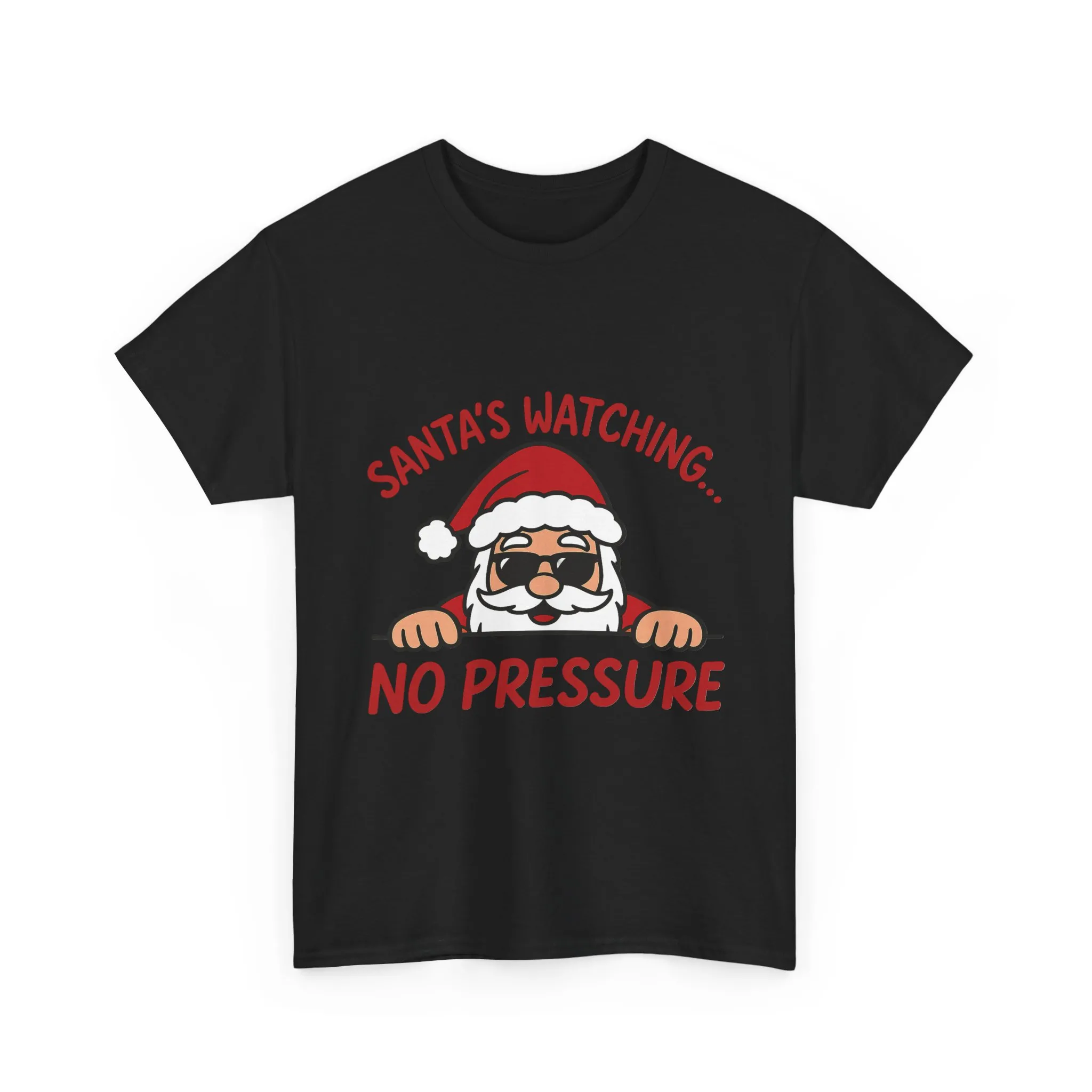 Santa's Watching No Pressure Men's Christmas T-Shirt, Funny Holiday Tee - Image 4