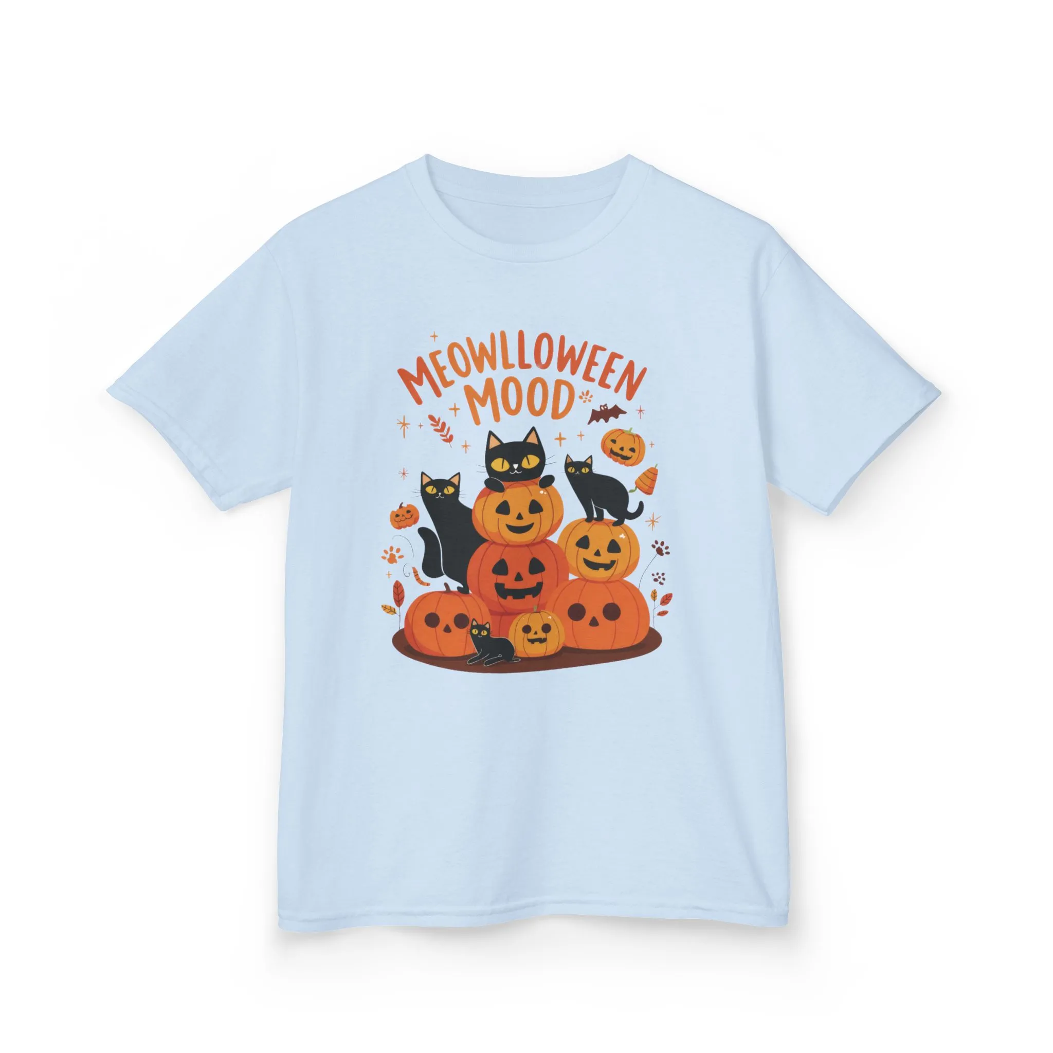 Meowlloween Mood Kids Shirt, Cute Black Cat Halloween T-Shirt for Girls and Boys, Funny Pumpkin Cat Tee, Cozy Fall Cat Lover Gift - Image 13