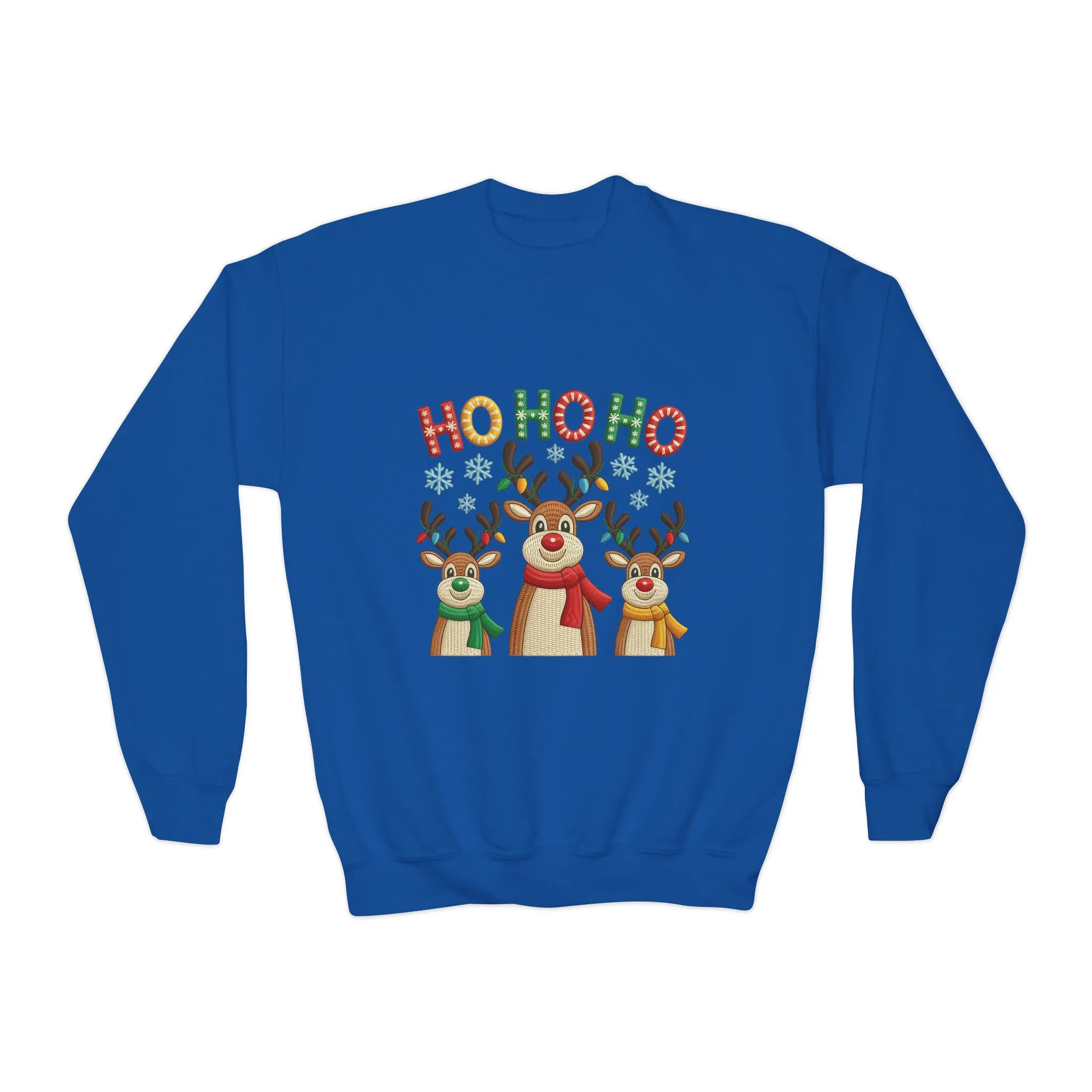 Ho Ho Ho Reindeer Sweatshirt for Girls, Cute Kids Christmas Pullover - Image 13