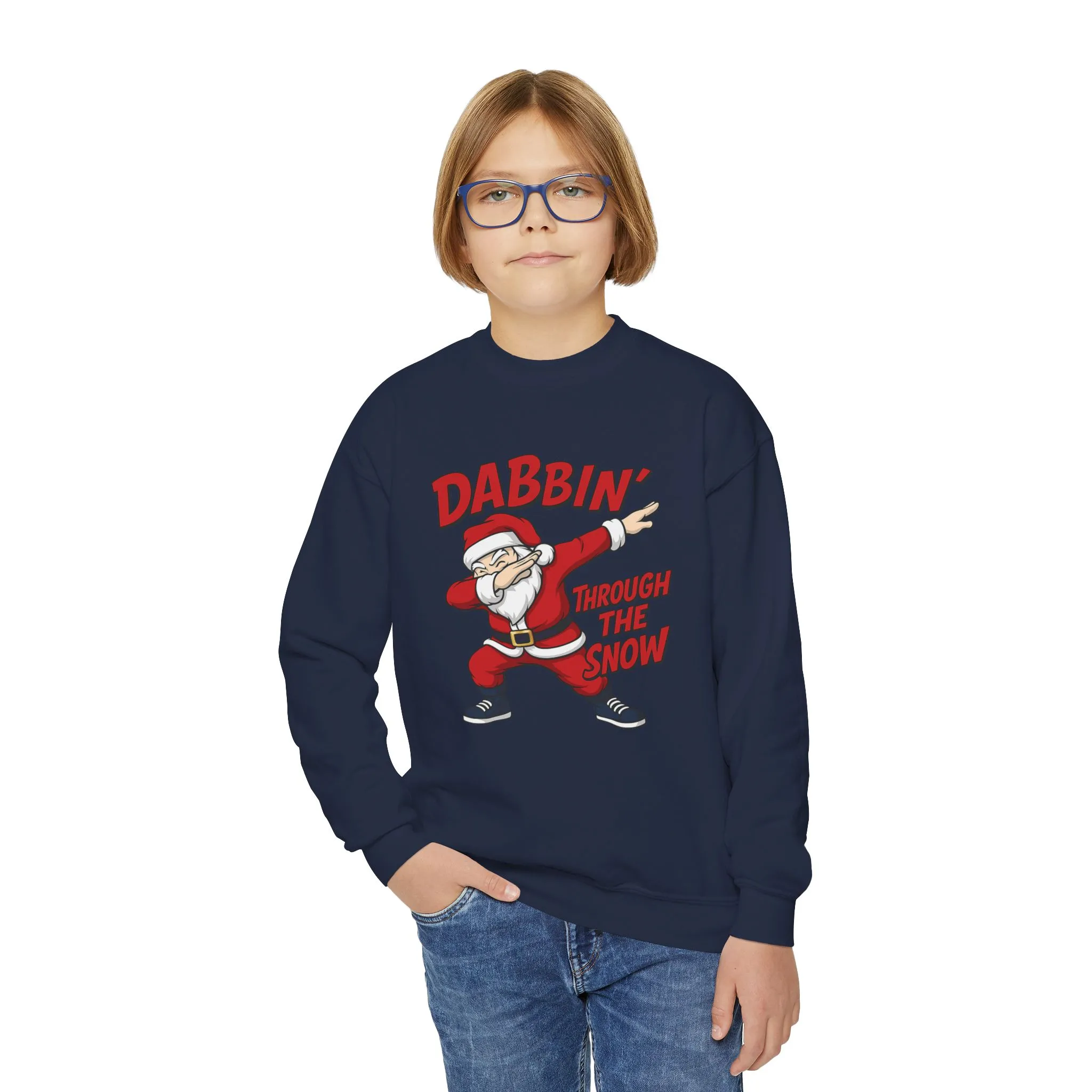 Dabbin Santa Youth Christmas Sweatshirt, Funny Holiday Jumper for Boys - Image 2