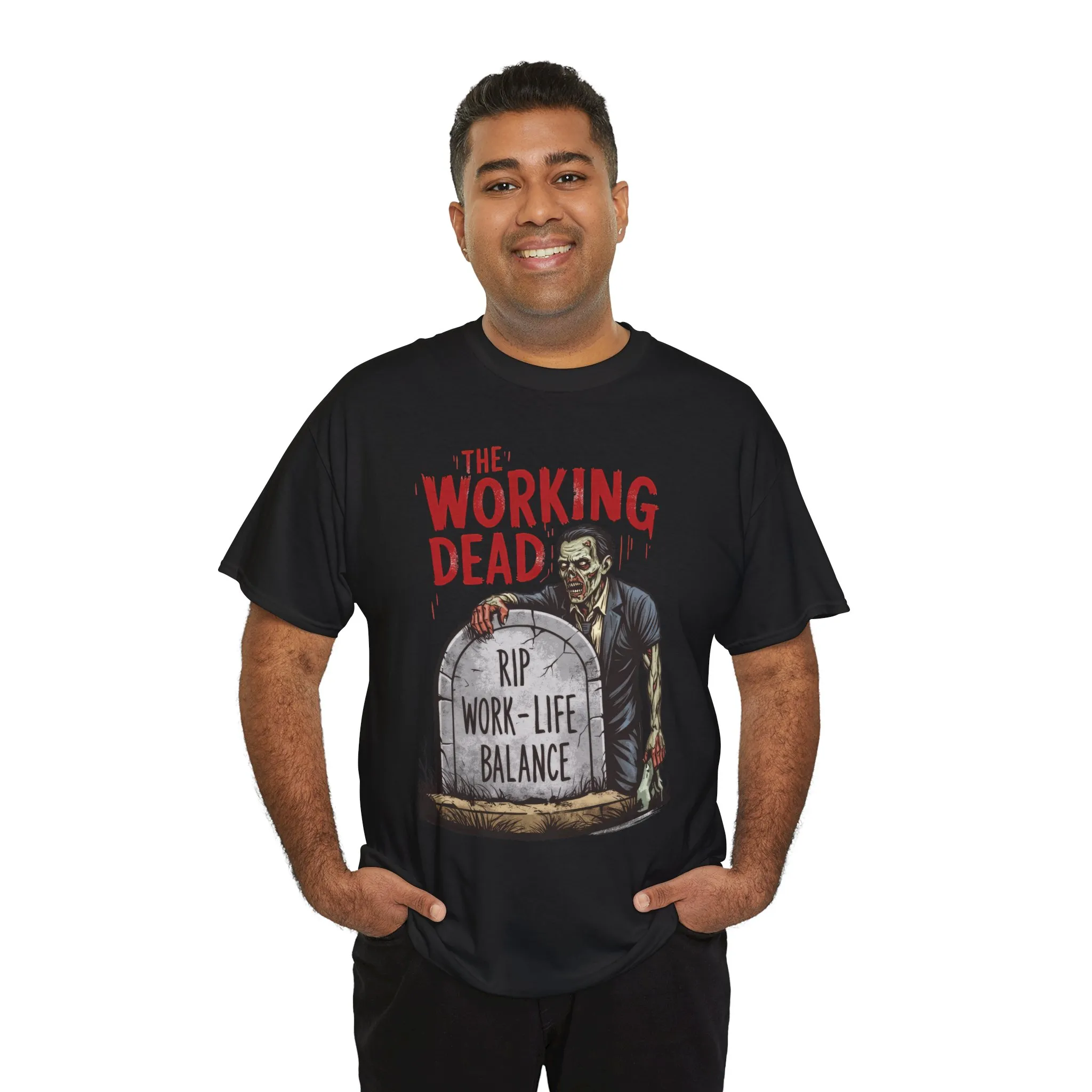 The Working Dead Shirt Men, Funny Work Life Balance Zombie Tee, RIP Work Shirt, Halloween Tee - Image 6