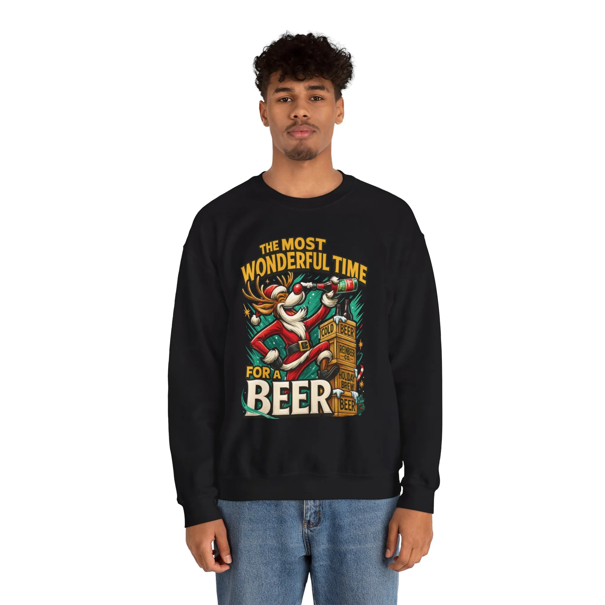 Funny Christmas Beer Men's Sweatshirt, The Most Wonderful Time for a Beer - Image 5