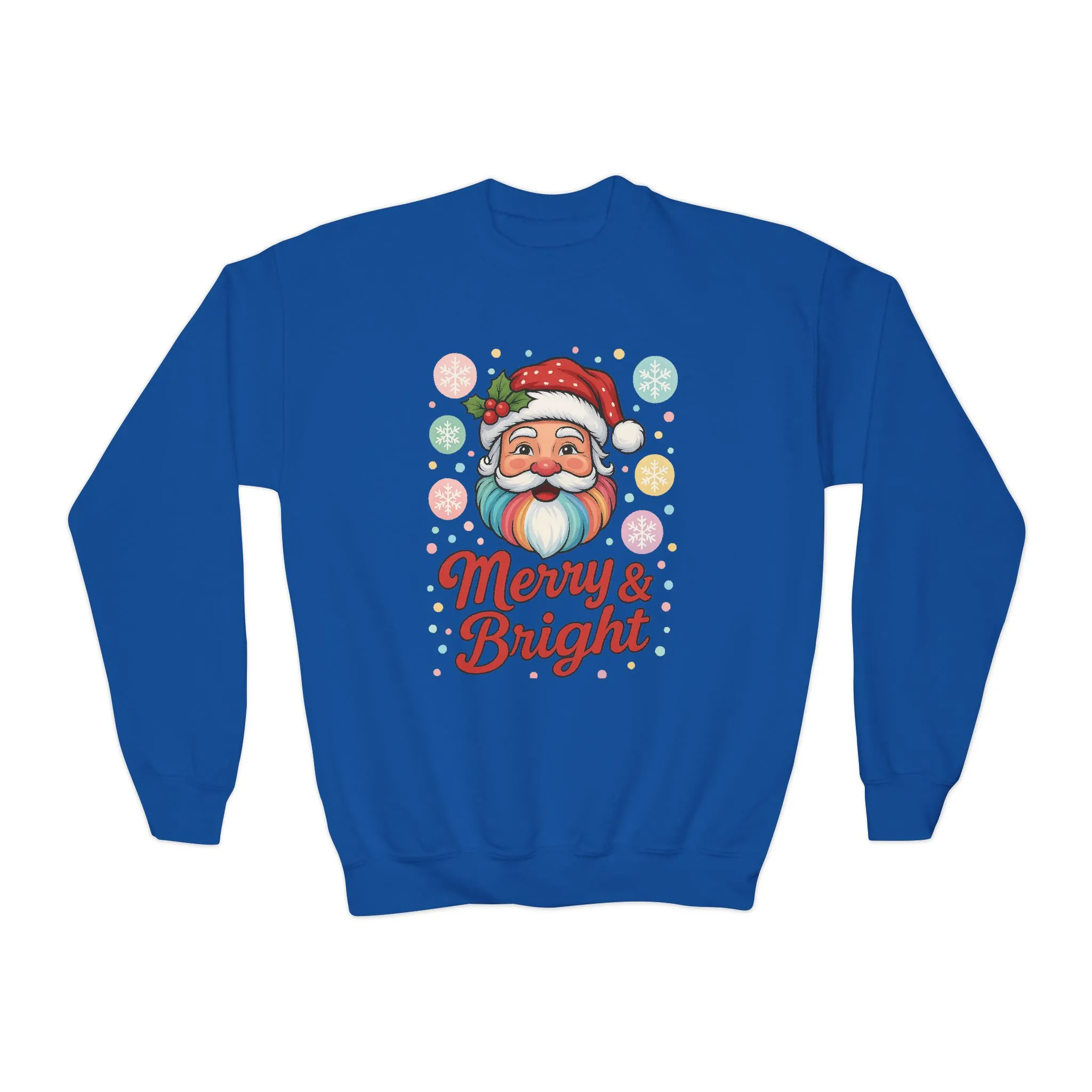 Kids Merry - Bright Santa Christmas Sweatshirt, Cute Colorful Holiday Jumper, Retro Pastel Santa Sweater - Image 11