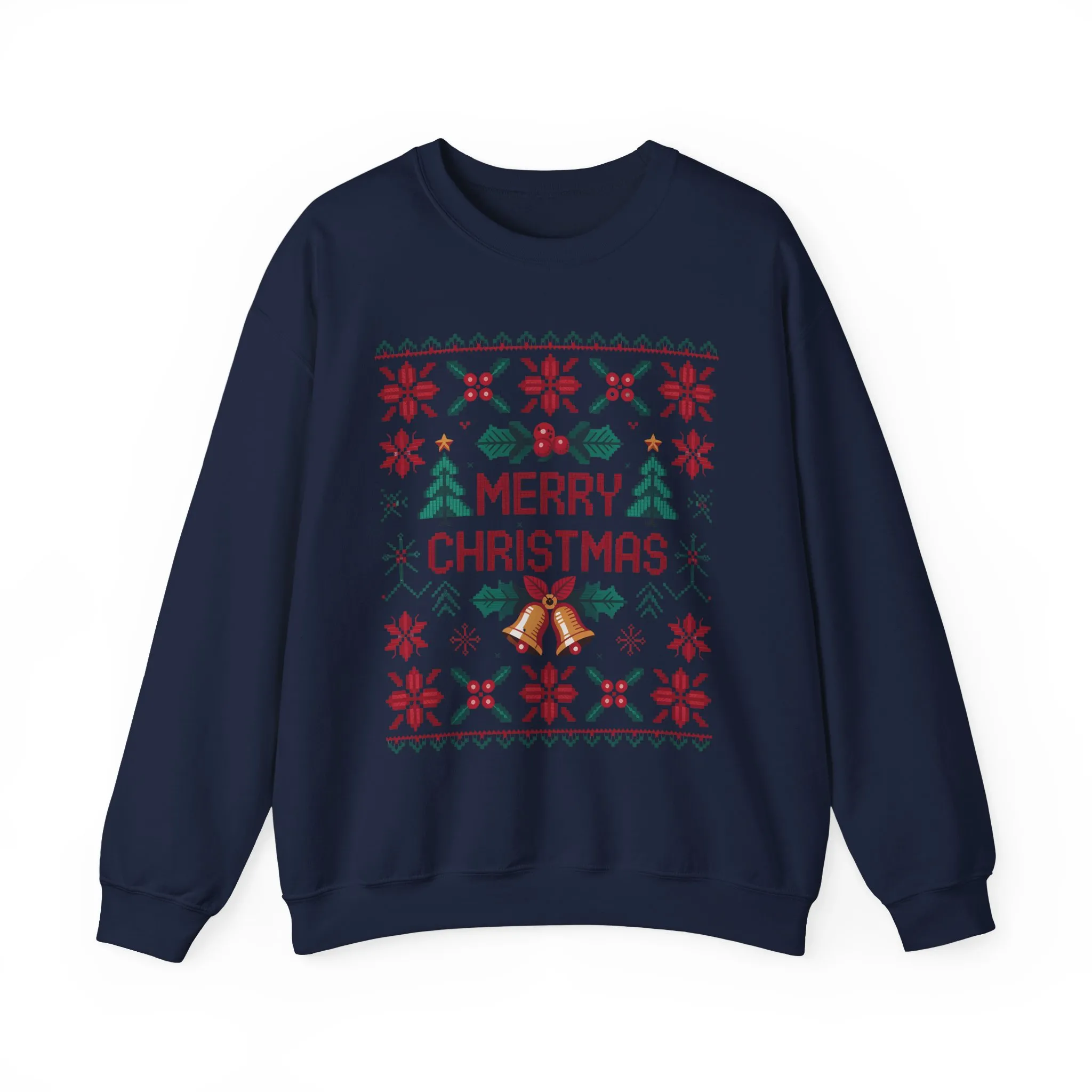 Merry Christmas Women's Sweatshirt, Cozy Knit Look Holiday Jumper, Classic Festive Winter Style Crewneck Sweatshirt - Image 22