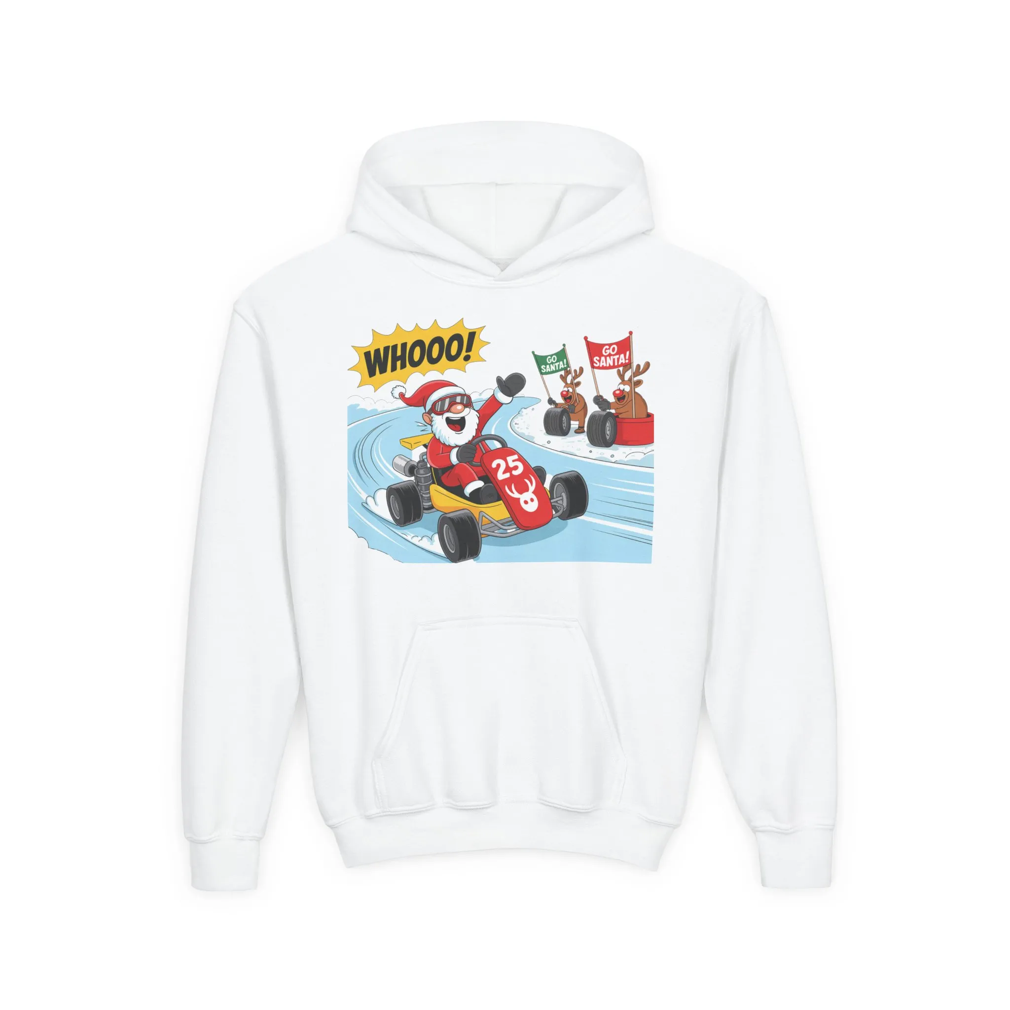 Go Santa Kart Racing Christmas Hoodie, Funny Santa - Reindeer Holiday Sweatshirt for Kids, Cute Christmas Jumper Youth Gift - Image 5