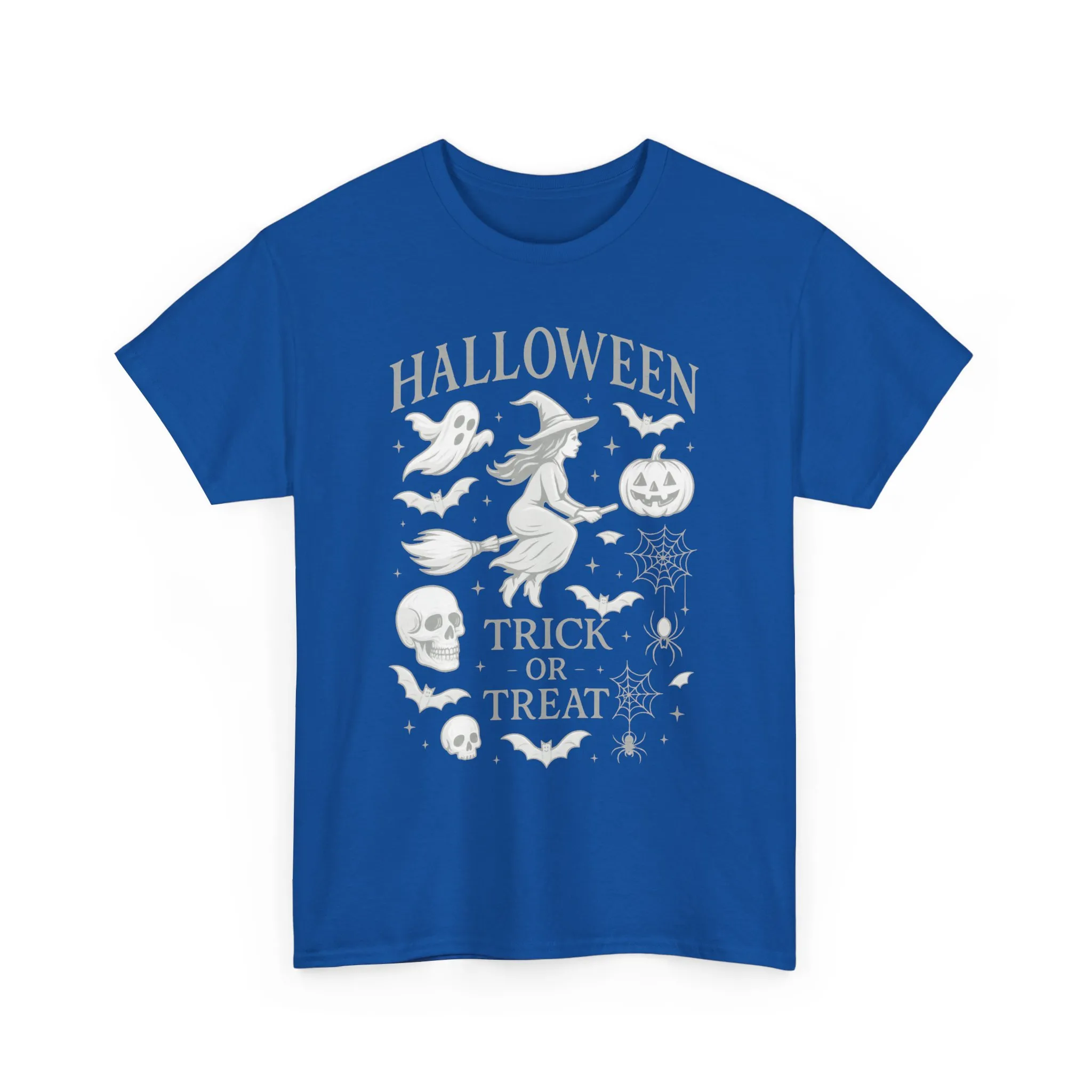 Halloween Witch Flying Broomstick T-Shirt, Trick or Treat Ghost Pumpkin Skull Spider Web Women's Tee - Image 16