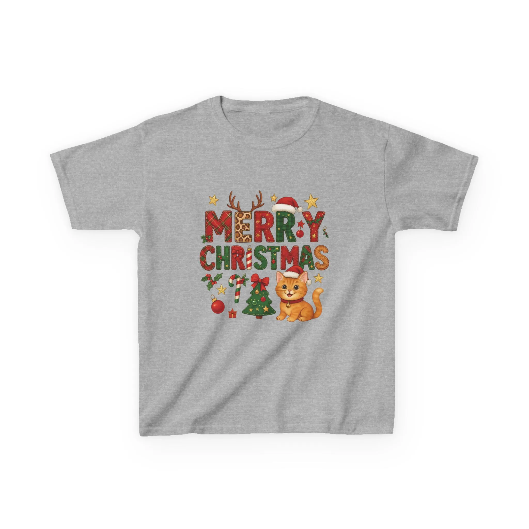 Merry Christmas Cat Shirt for Girls, Cute Holiday Kitten Tee - Image 7
