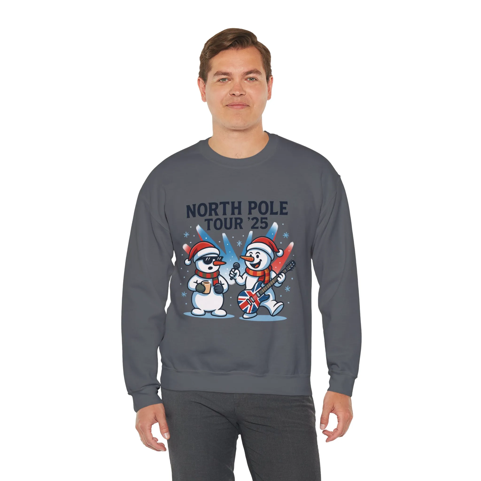 North Pole Tour 25 Men's Christmas Sweatshirt, Funny Rock Band Holiday Jumper - Image 21