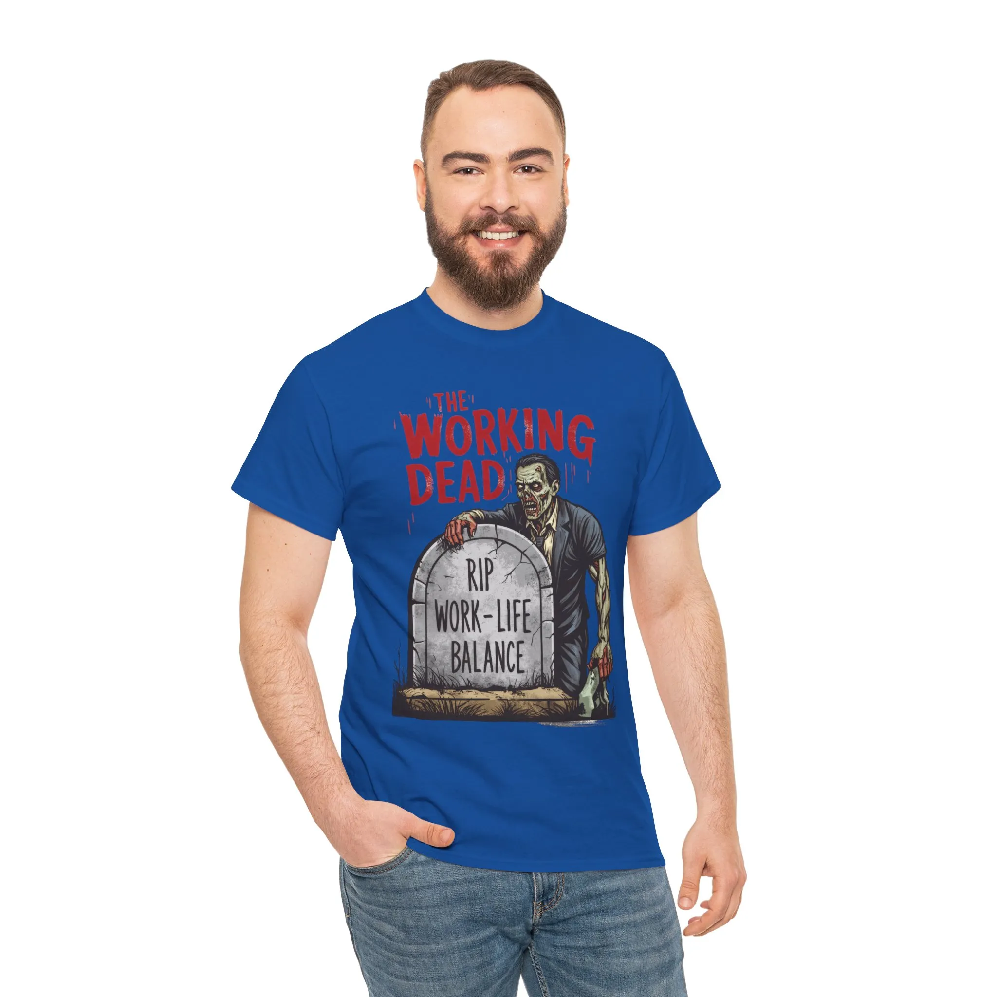 The Working Dead Shirt Men, Funny Work Life Balance Zombie Tee, RIP Work Shirt, Halloween Tee - Image 20