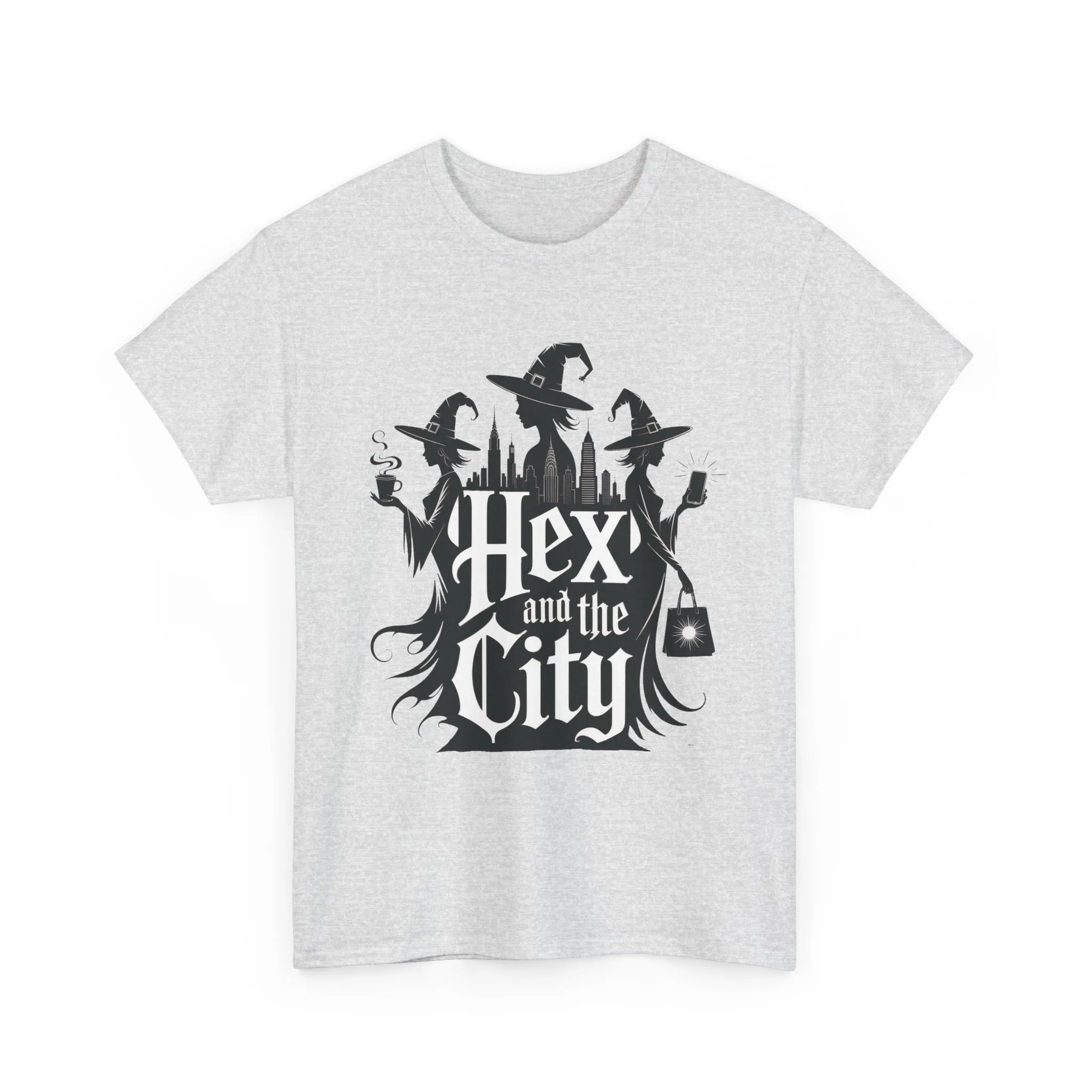Women's Hex and the City Witch Shirt, Gothic Witches New York Skyline Halloween T-Shirt for Women - Image 2