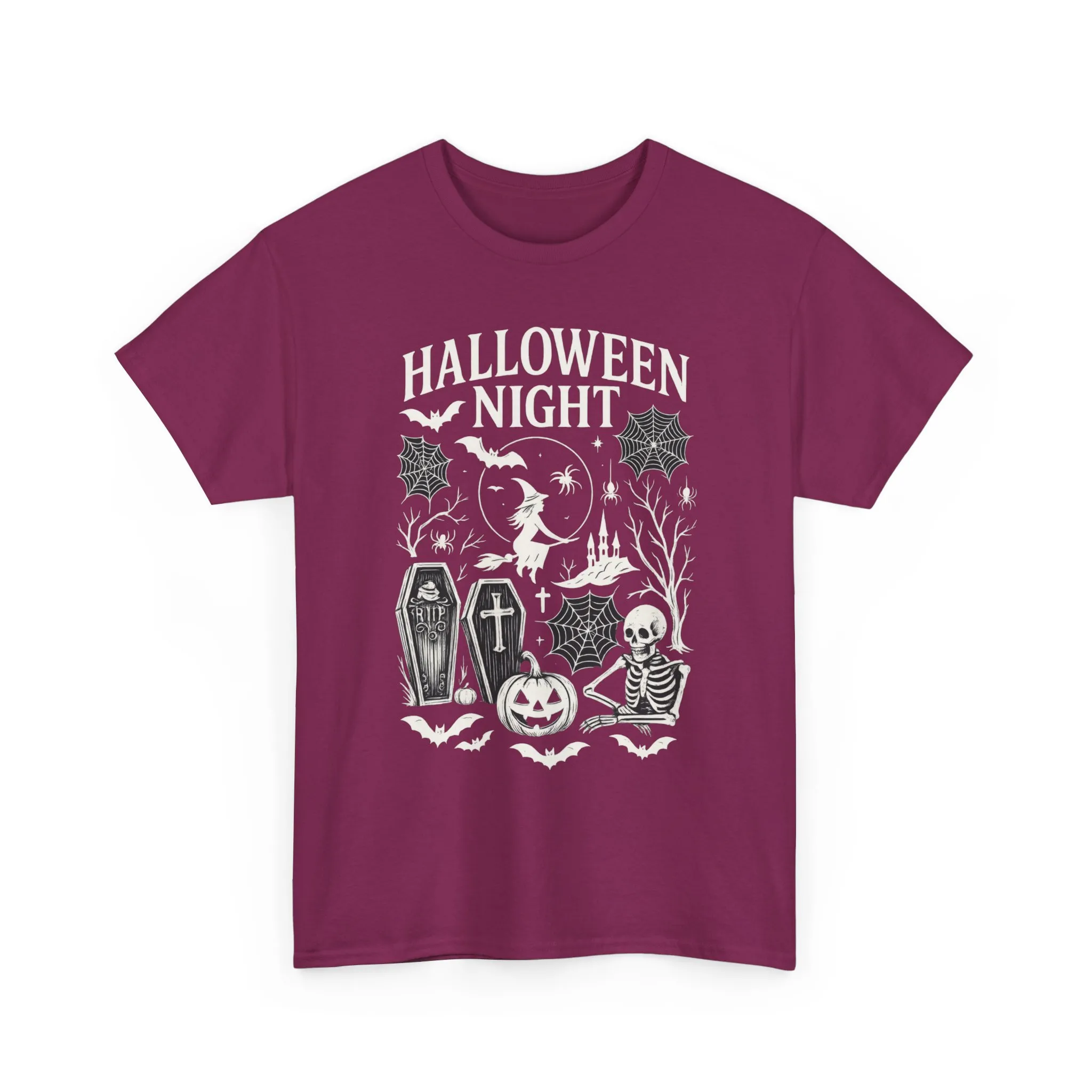 Halloween Night Women's T-Shirt, Gothic Witch Skeleton Pumpkin Tee, Spooky Scary Shirt for Halloween Party - Image 19
