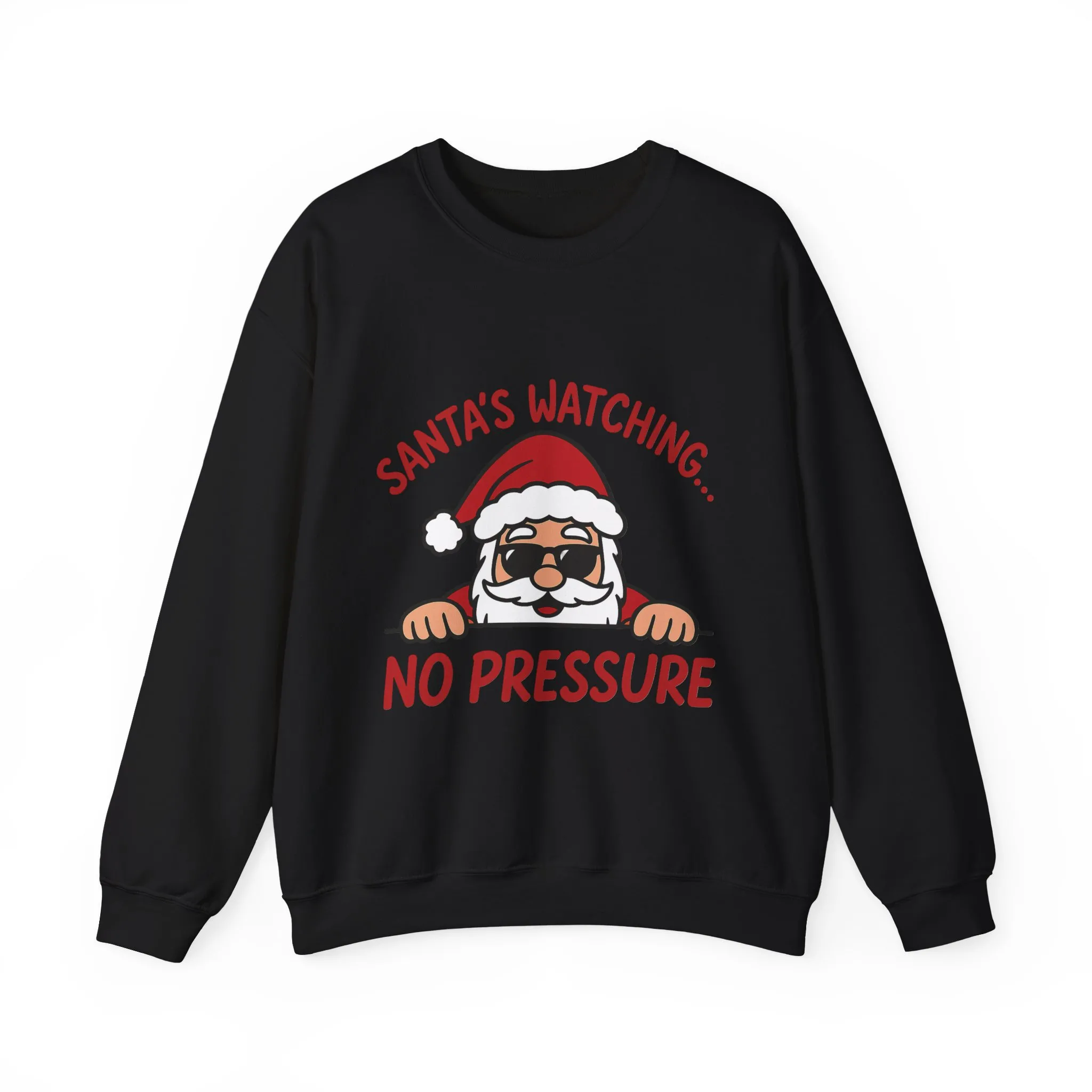 Santa's Watching No Pressure Women's Christmas Sweatshirt, Funny Holiday Jumper - Image 2