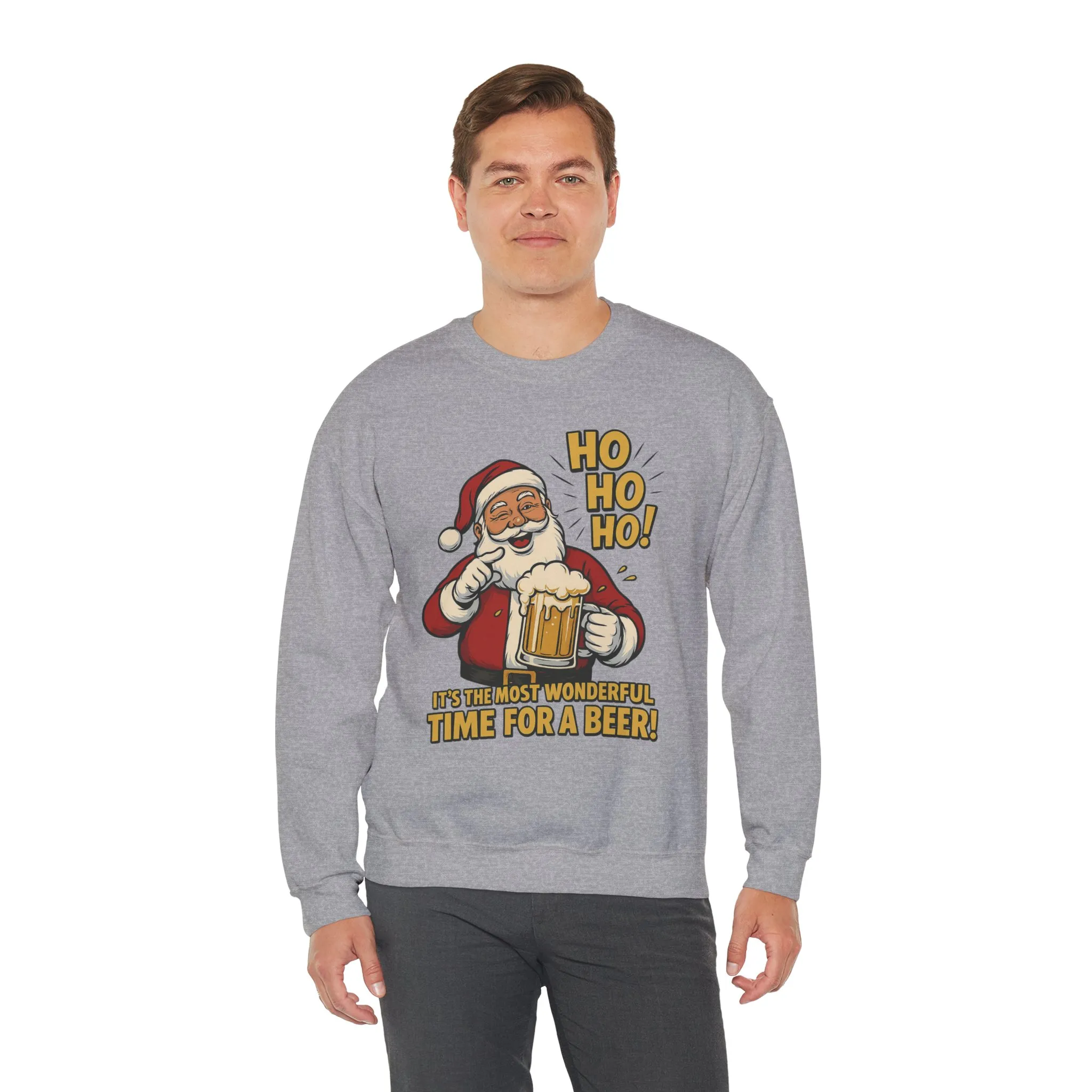 Funny Santa Beer Christmas Sweatshirt, Men's Holiday Pullover, Men's Heavy Blend™ Crewneck Sweatshirt - Image 9