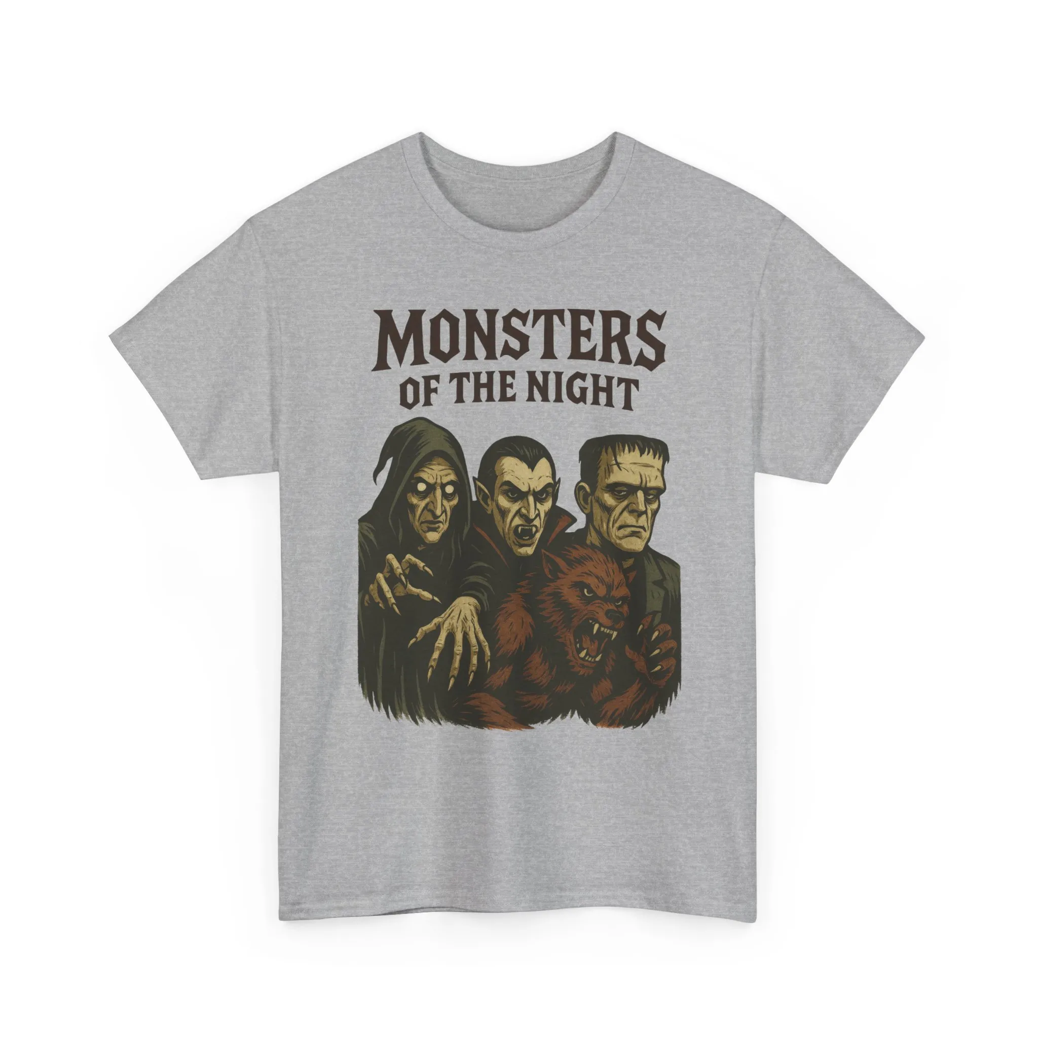 Monsters of the Night Men's T-Shirt, Classic Horror Movie Monsters Graphic Tee, Halloween Shirt - Image 10