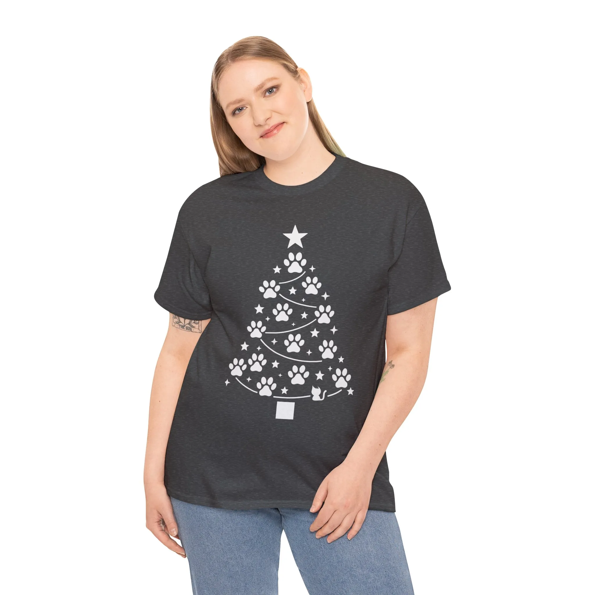 Paw Christmas Tree Women's T-Shirt, Pet Lover Holiday Tee - Image 9