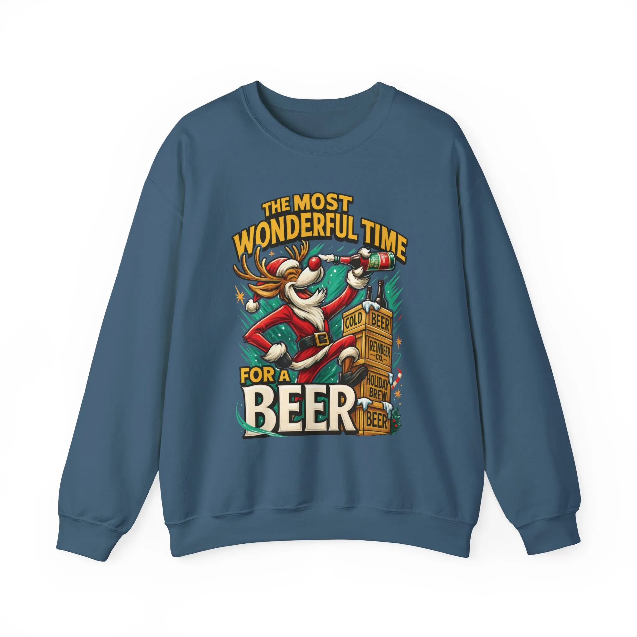 Funny Christmas Beer Men's Sweatshirt, The Most Wonderful Time for a Beer - Image 2