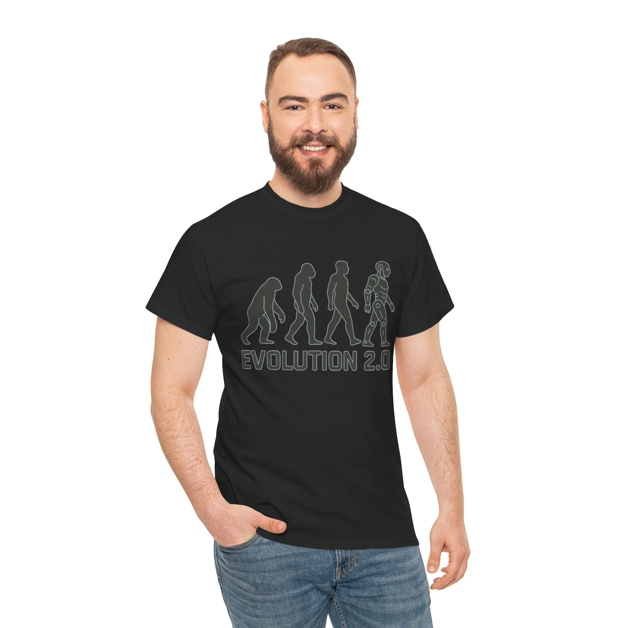 Evolution 2.0 Futuristic Robot Human Evolution T-Shirt, Cyberpunk Tech Graphic Tee for Men, Modern AI Inspired Sci-Fi Shirt - Image 6
