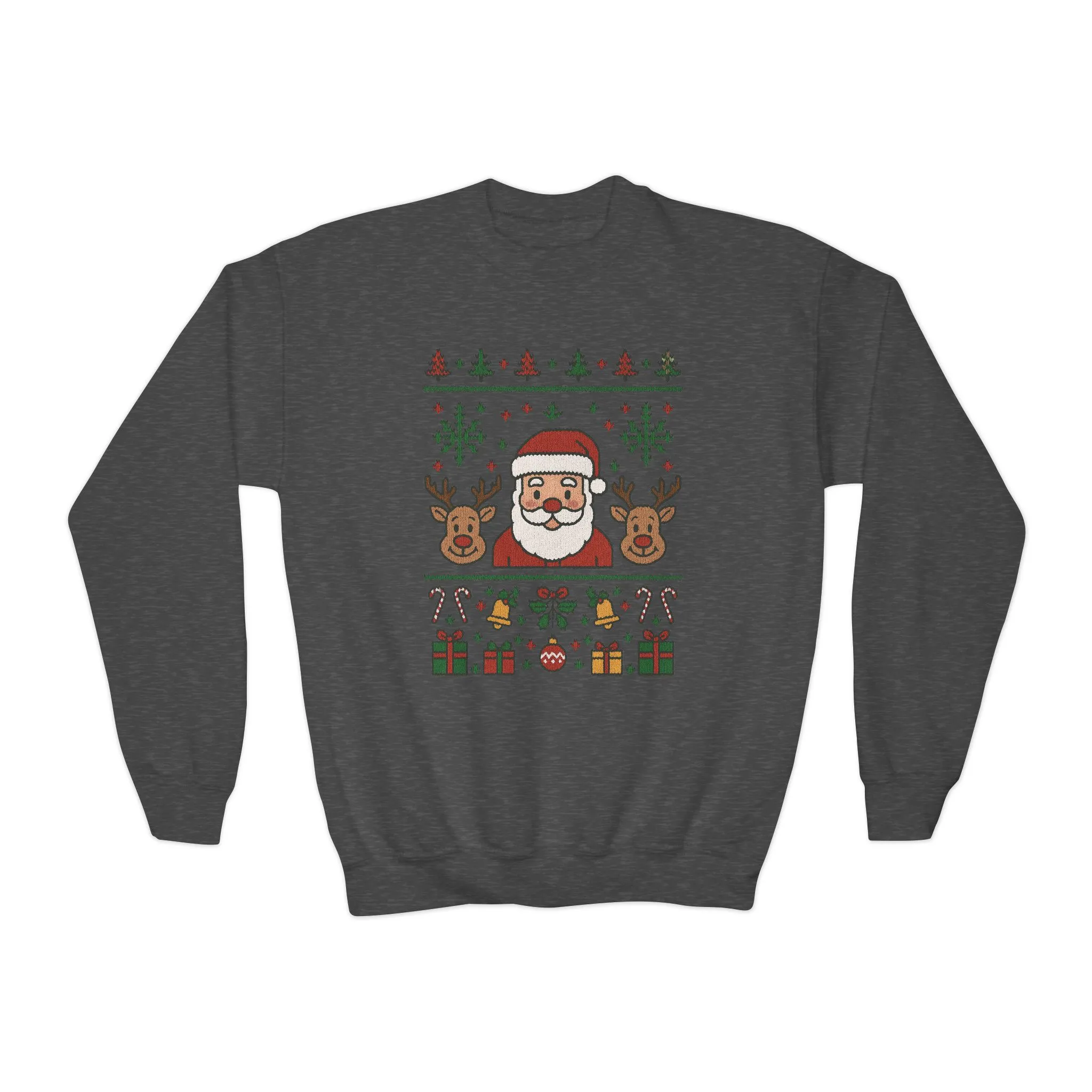 Santa - Reindeer Christmas Sweatshirt for Kids, Cozy Holiday Jumper, Youth Crewneck Sweatshirt - Image 10