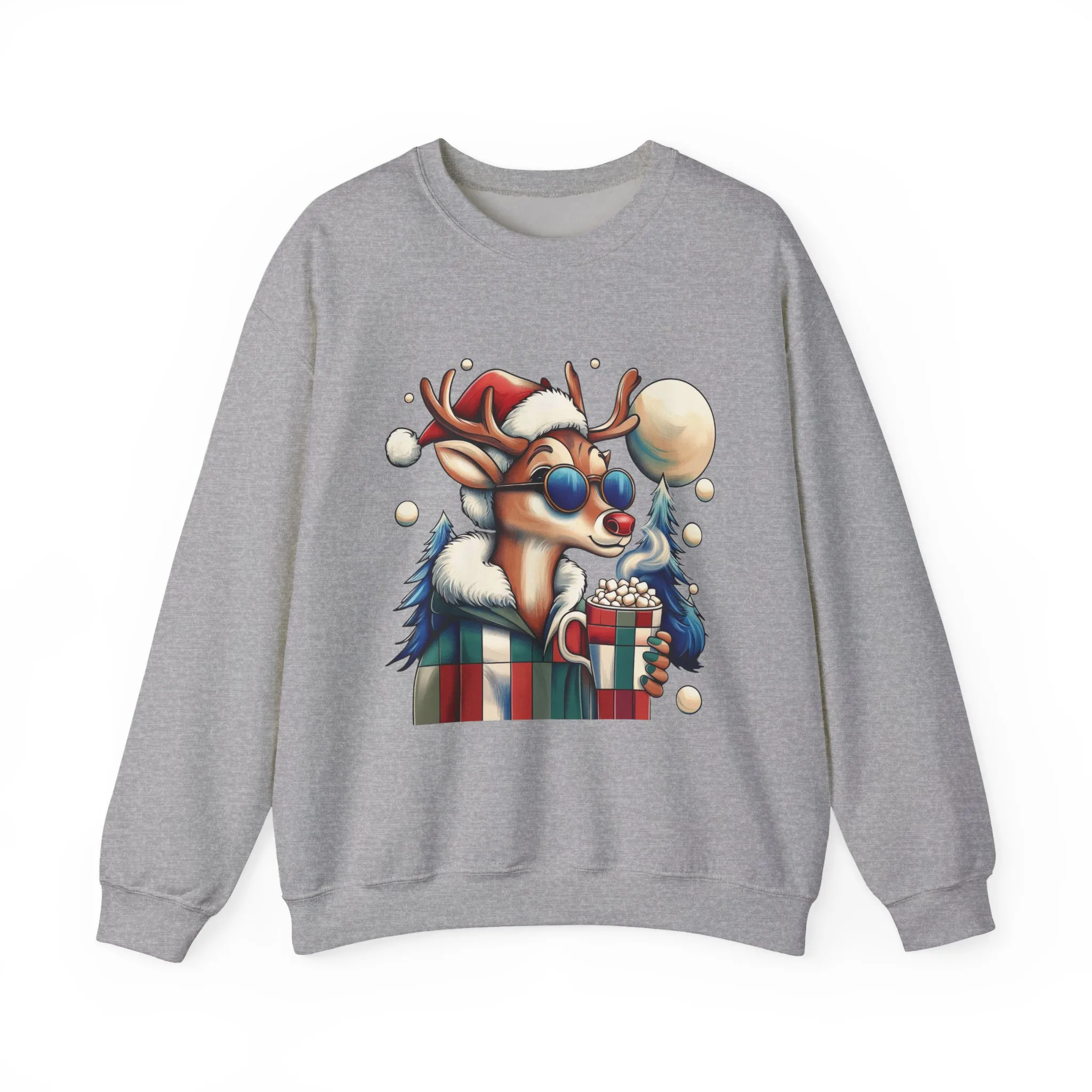Cool Reindeer Christmas Sweatshirt, Funny Holiday Pullover for Men, Men's Heavy Blend™ Crewneck Sweatshirt - Image 10
