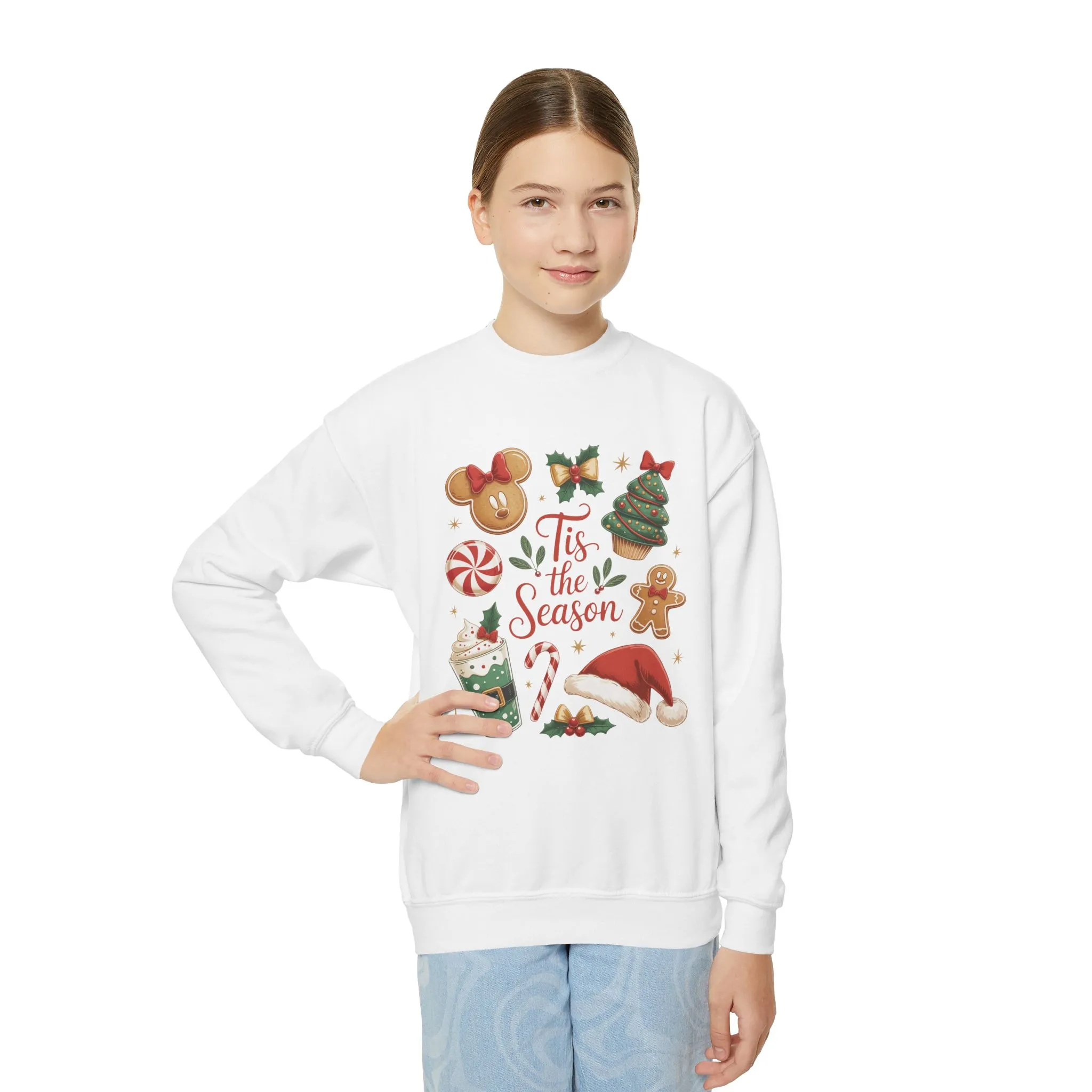Tis the Season Christmas Sweatshirt for Girls, Cozy Holiday Cookie Jumper, Youth Crewneck Sweatshirt - Image 4