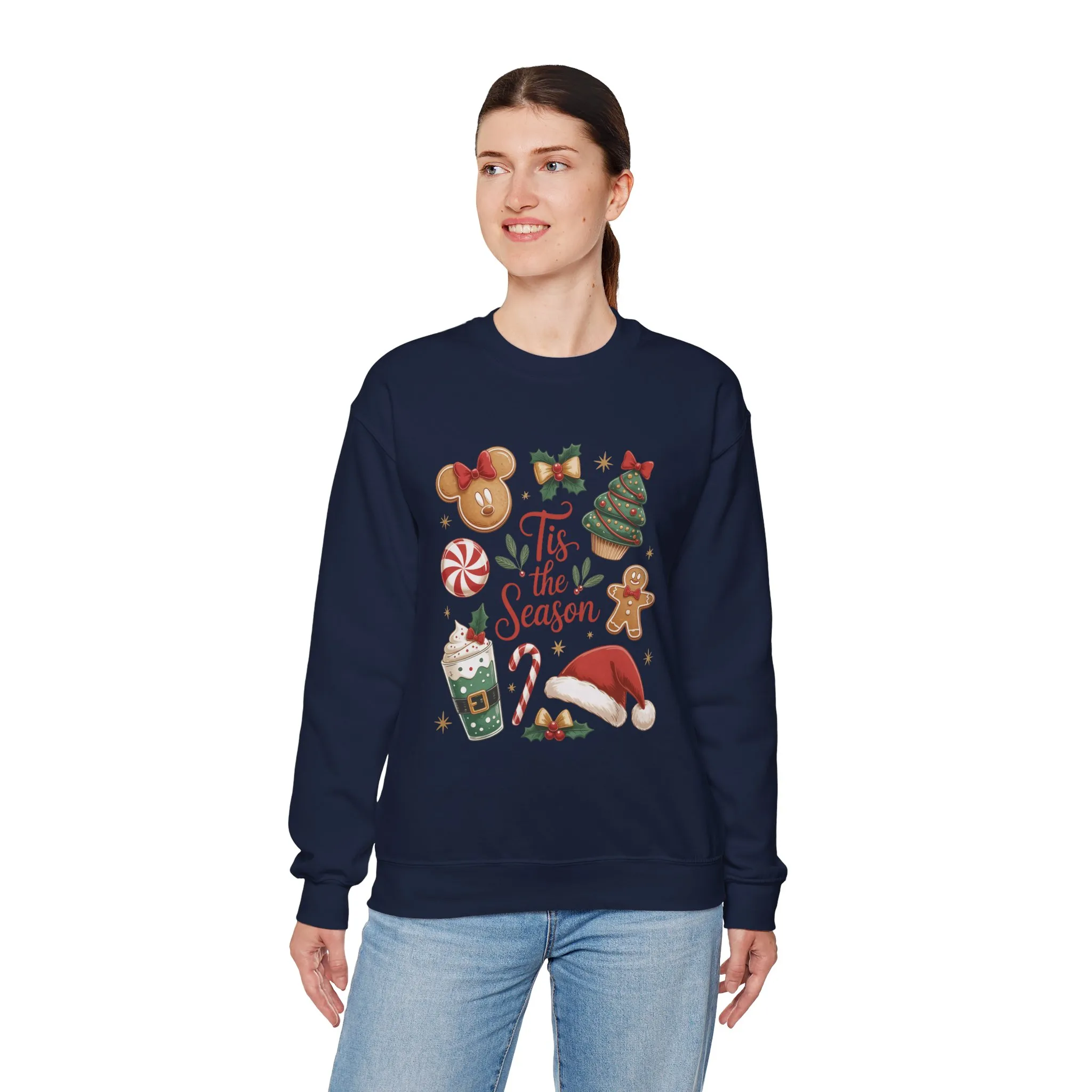 Women's Tis the Season Christmas Sweatshirt, Cozy Cookie - Cocoa Holiday Jumper, Women's Crewneck Sweatshirt - Image 3