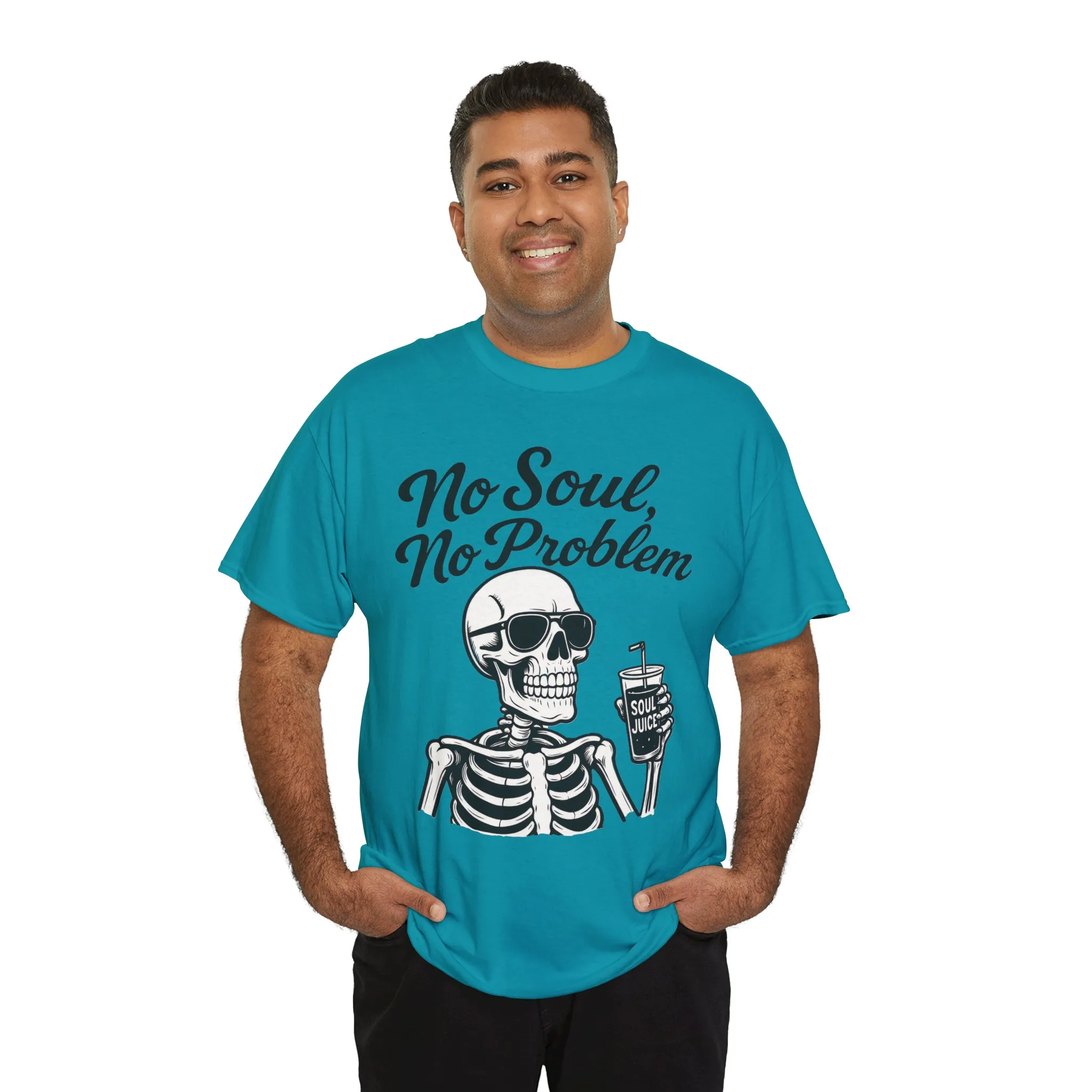 No Soul No Problem Skeleton T-Shirt for Men, Funny Gothic Skull Tee, Cool Spooky Halloween Shirt, Dark Humor Skeleton Graphic Top - Image 24