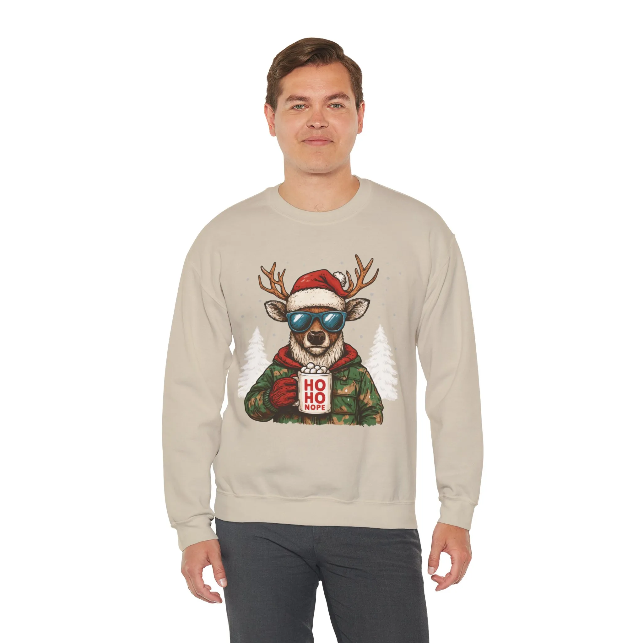 Men's HO HO NOPE Funny Christmas T-Shirt, Cool Reindeer Holiday Tee - Image 9