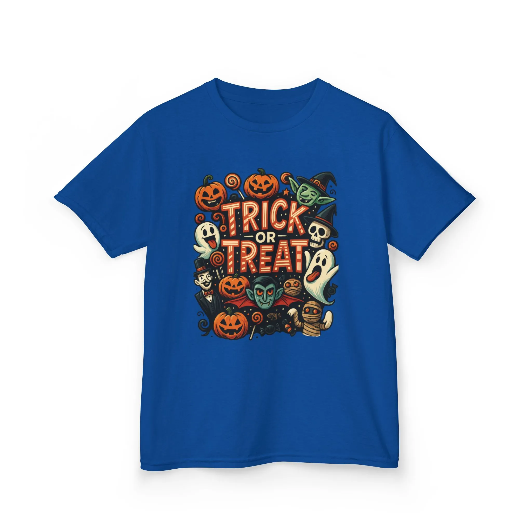 Kids Trick or Treat T-Shirt, Halloween Graphic Tee with Pumpkins, Ghosts & Vampires, Fun Spooky Shirt for Children - Image 16