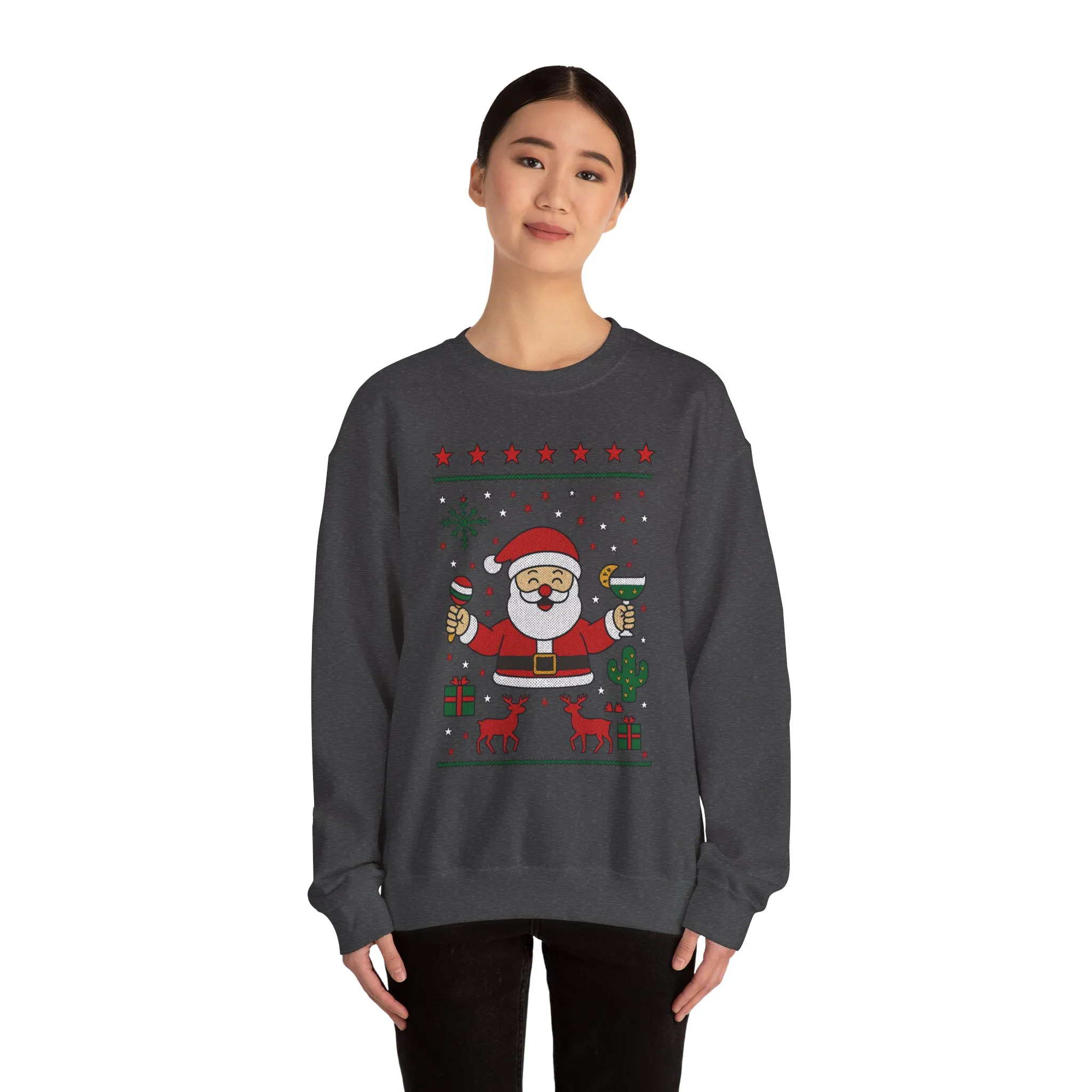 Funny Santa Women's Christmas Sweatshirt, Holiday Party Pullover - Image 8