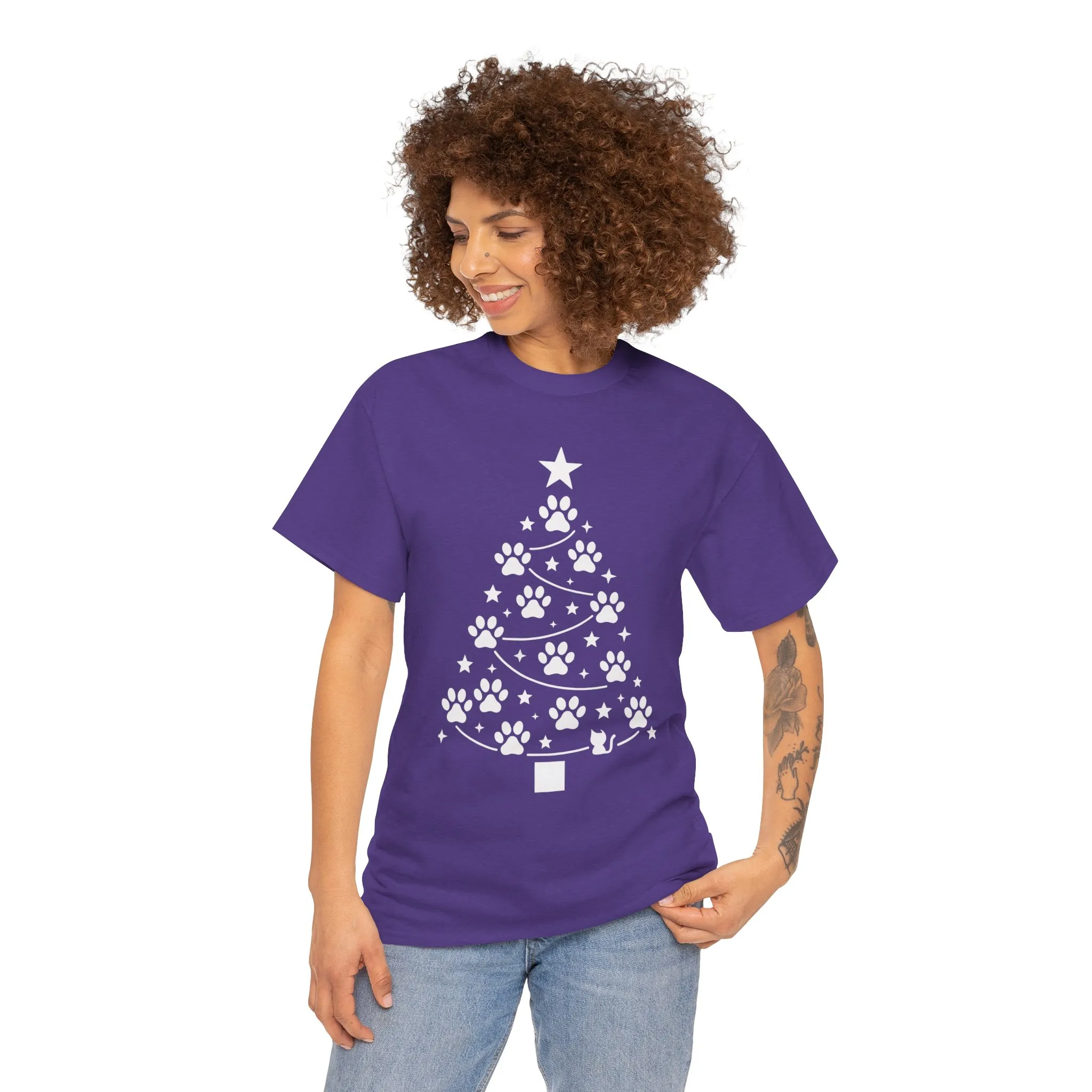 Paw Christmas Tree Women's T-Shirt, Pet Lover Holiday Tee - Image 14